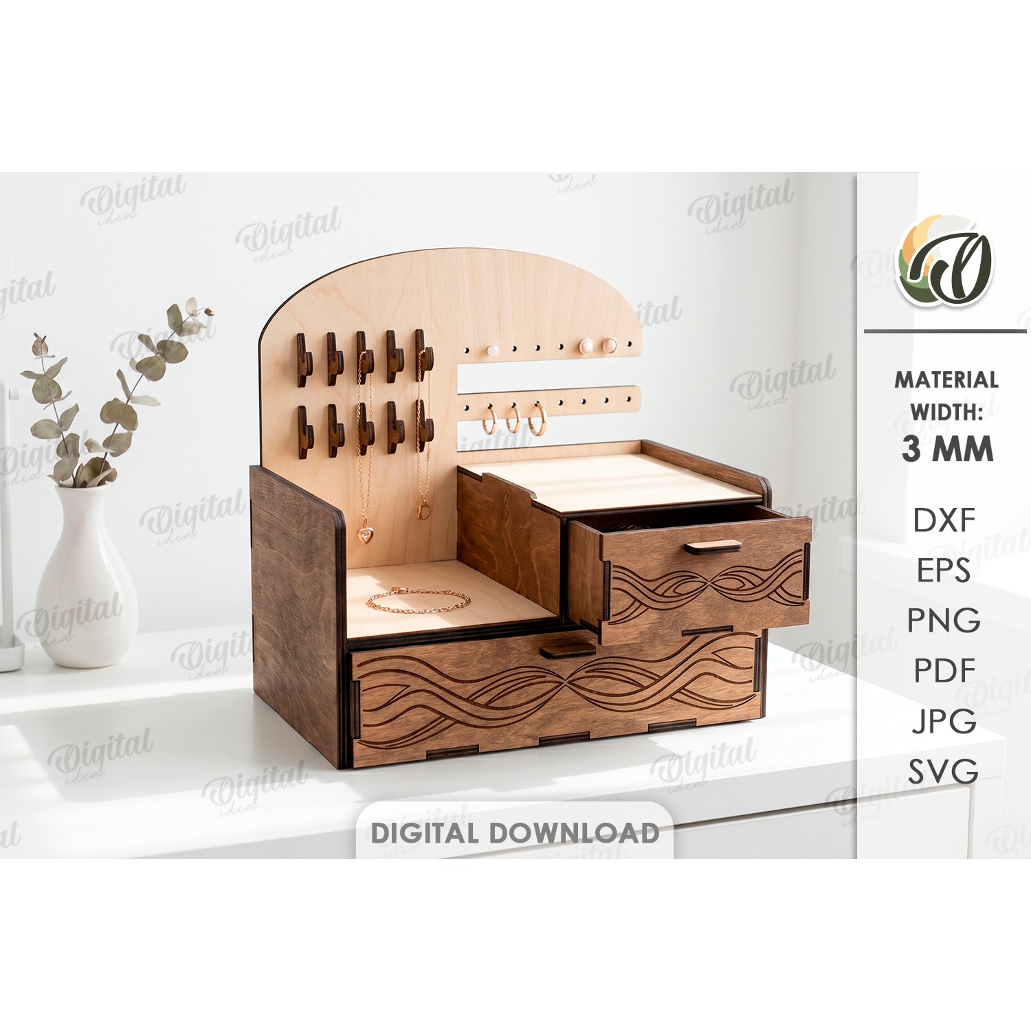 3D Jewelry Stands Bundle Laser Cut. Jewelry Organizer SVG 13
