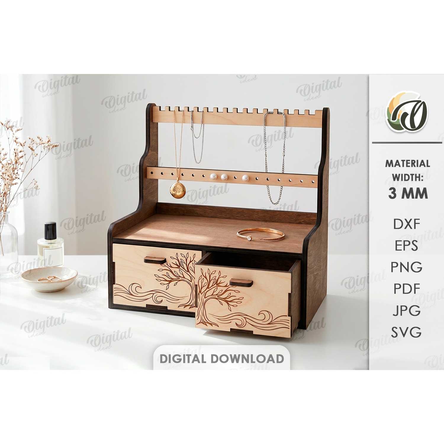 3D Jewelry Stands Bundle Laser Cut. Jewelry Organizer SVG 4