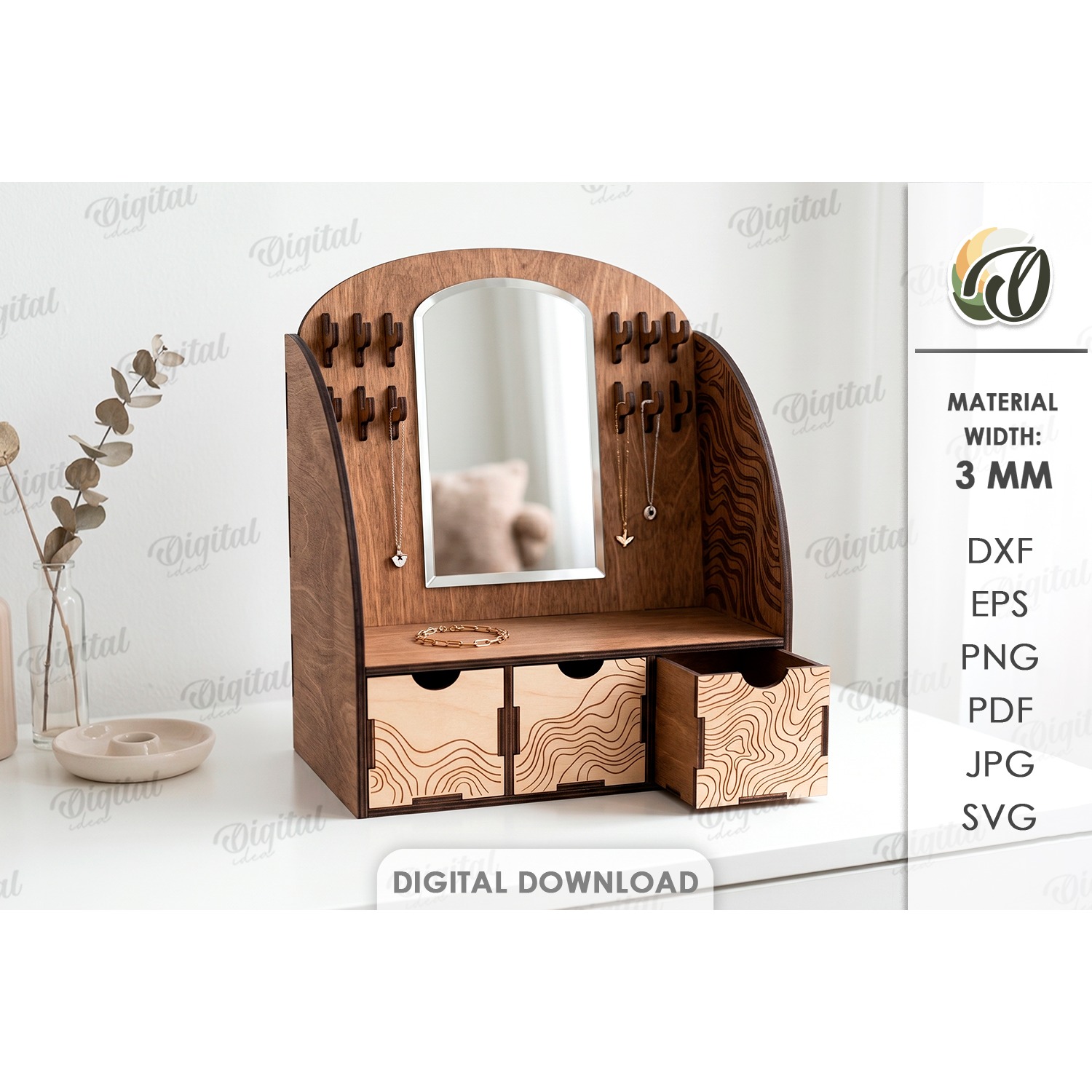 3D Jewelry Stands Bundle Laser Cut. Jewelry Organizer SVG 7