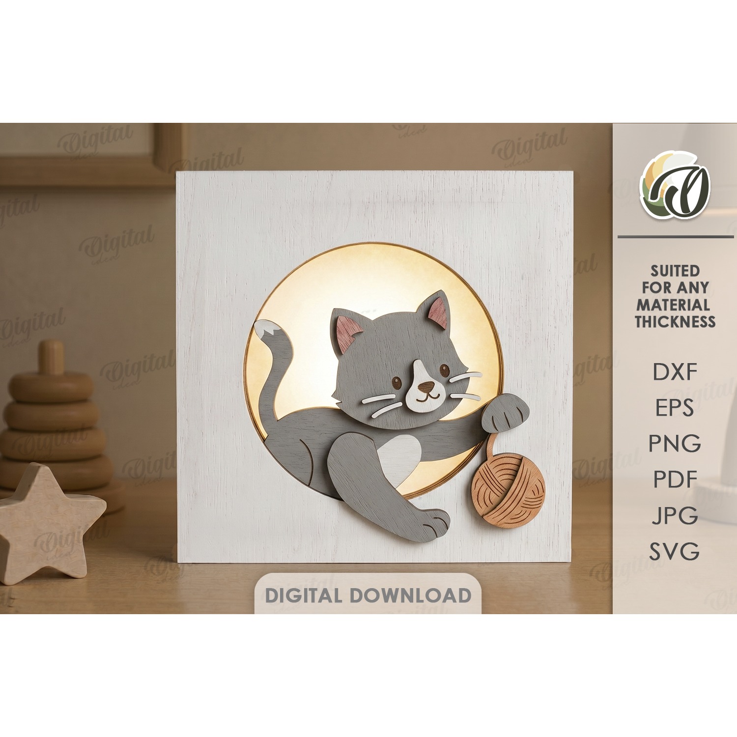 3D Kids Animal Night Lamps Bundle Laser Cut. Night Light SVG 11