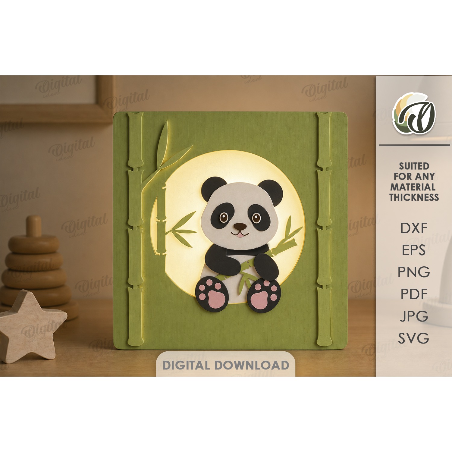 3D Kids Animal Night Lamps Bundle Laser Cut. Night Light SVG 12