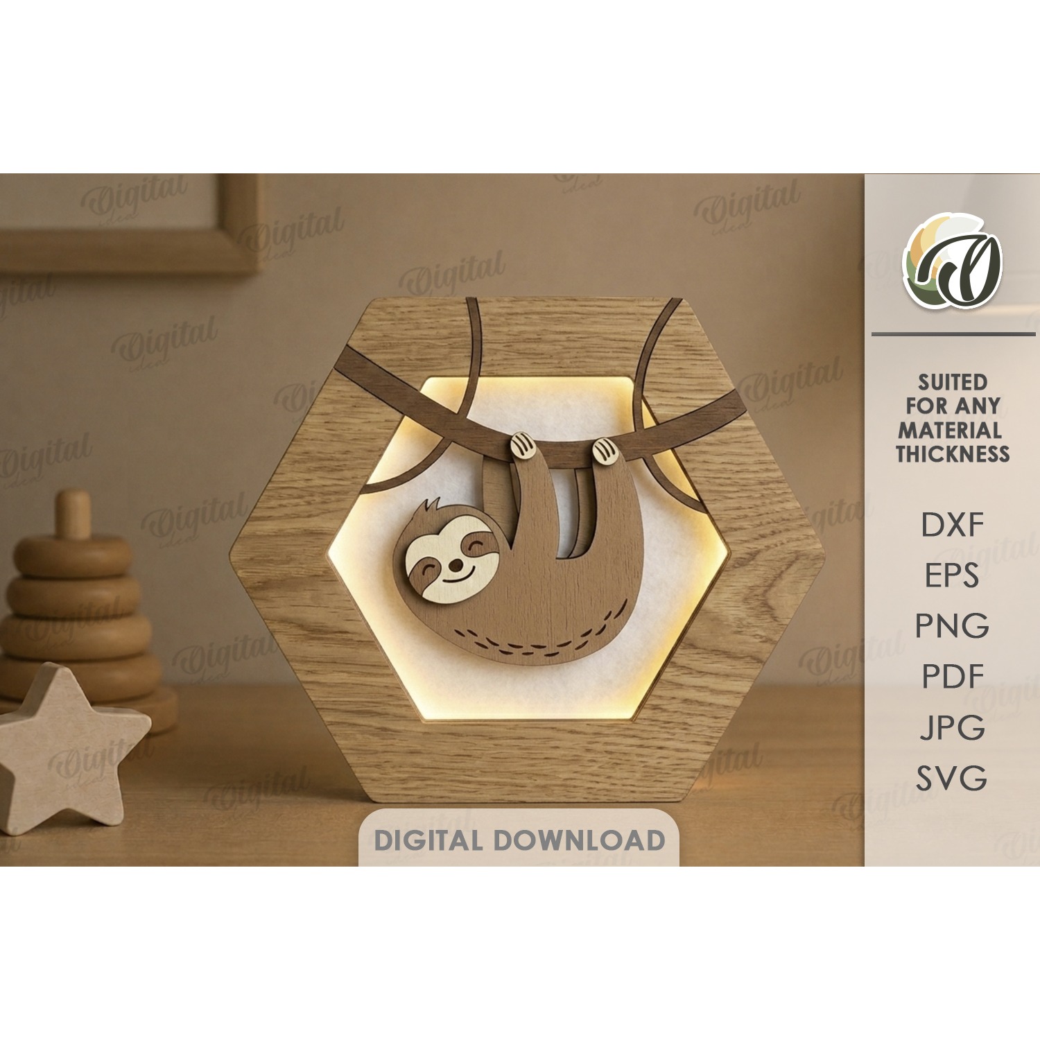3D Kids Animal Night Lamps Bundle Laser Cut. Night Light SVG 8