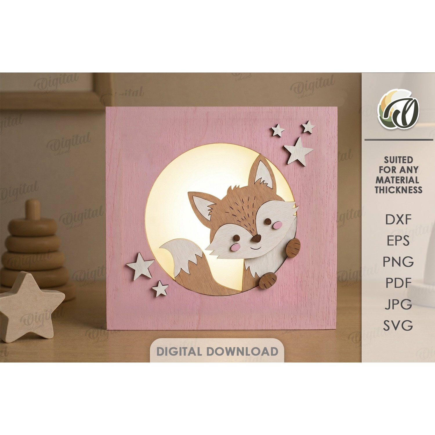 3D Kids Animal Night Lamps Bundle Laser Cut. Night Light SVG 9
