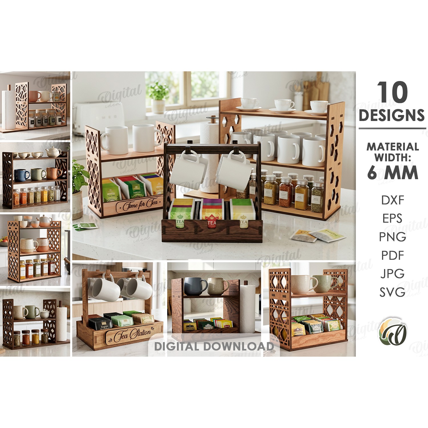 3D Kitchen Organizers Bundle Laser cut. Kitchen Decor SVG