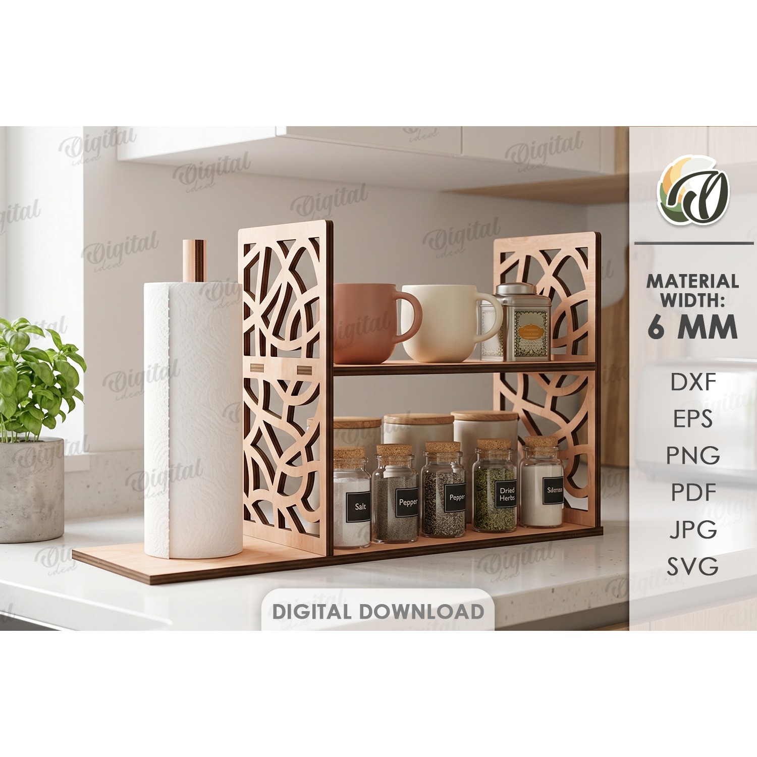3D Kitchen Organizers Bundle Laser cut. Kitchen Decor SVG 12