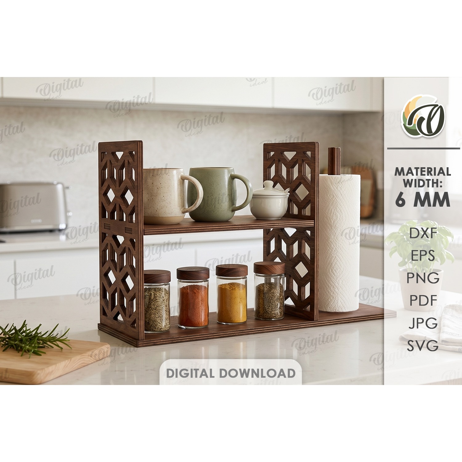 3D Kitchen Organizers Bundle Laser cut. Kitchen Decor SVG 6