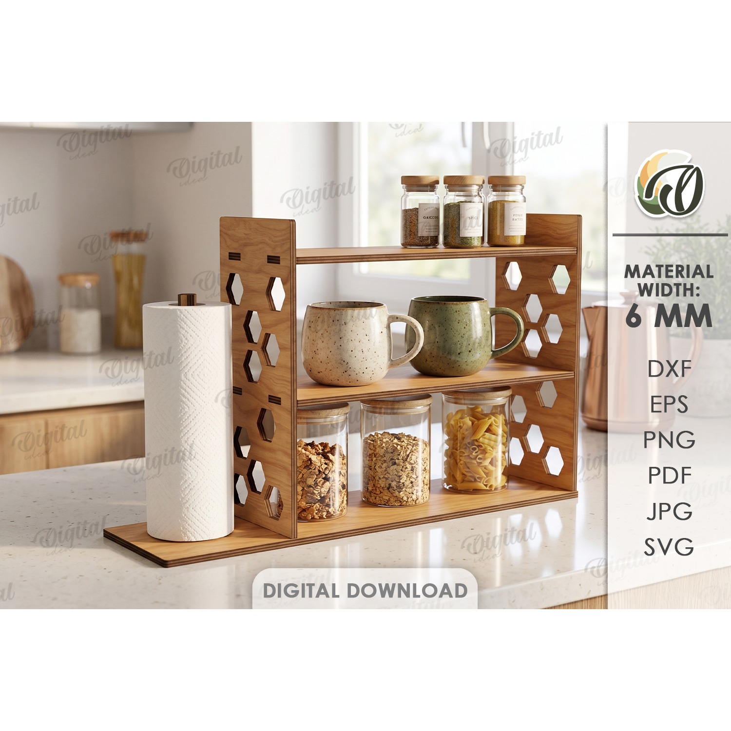 3D Kitchen Organizers Bundle Laser cut. Kitchen Decor SVG 8