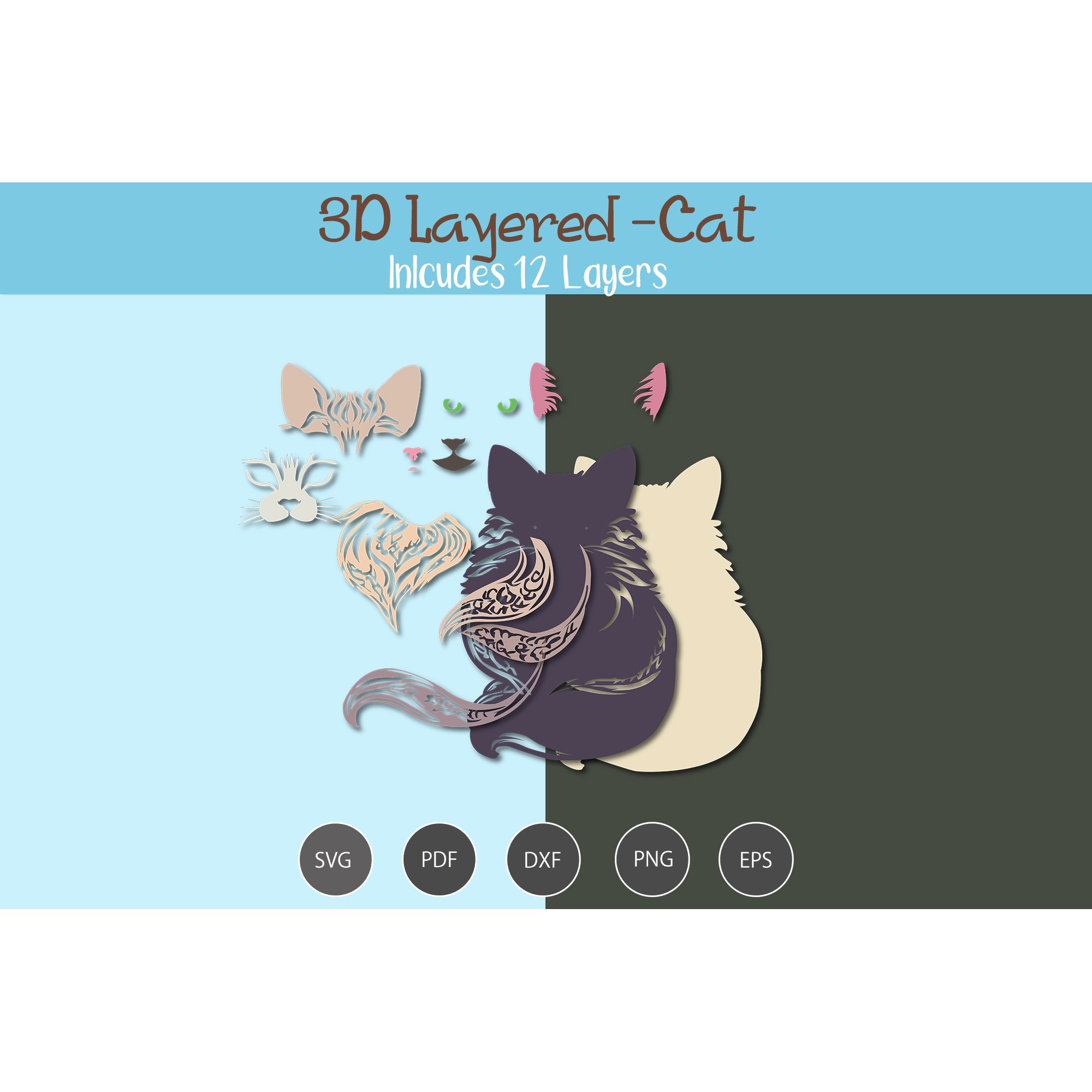 3D Layered Cat 2