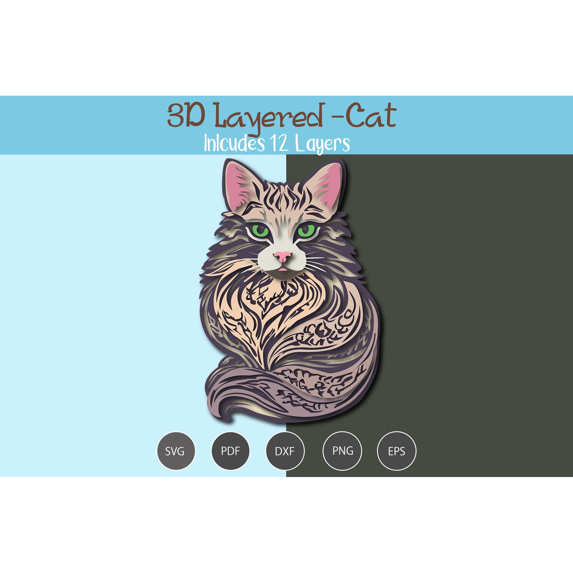 3D Layered Cat 3