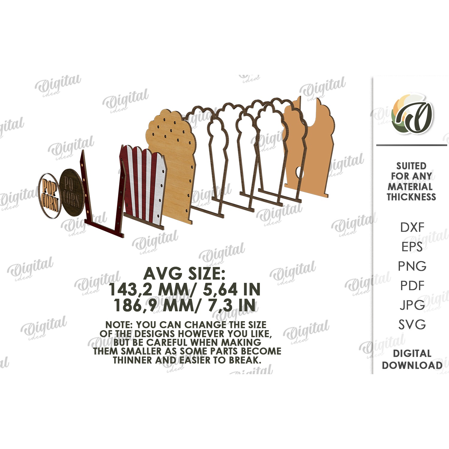 3D Movie Night Lamp Laser Cut. Night Light. Popcorn SVG 2