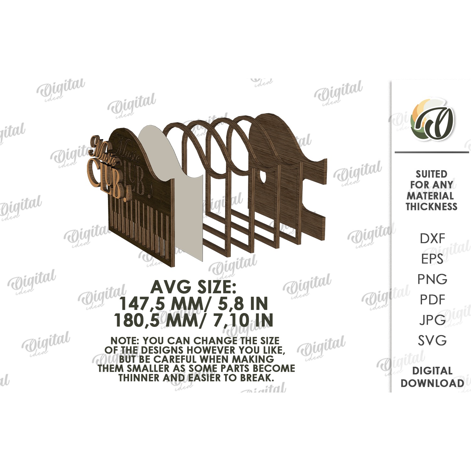 3D Music Club Night Lamp Laser Cut. Night Light SVG 2