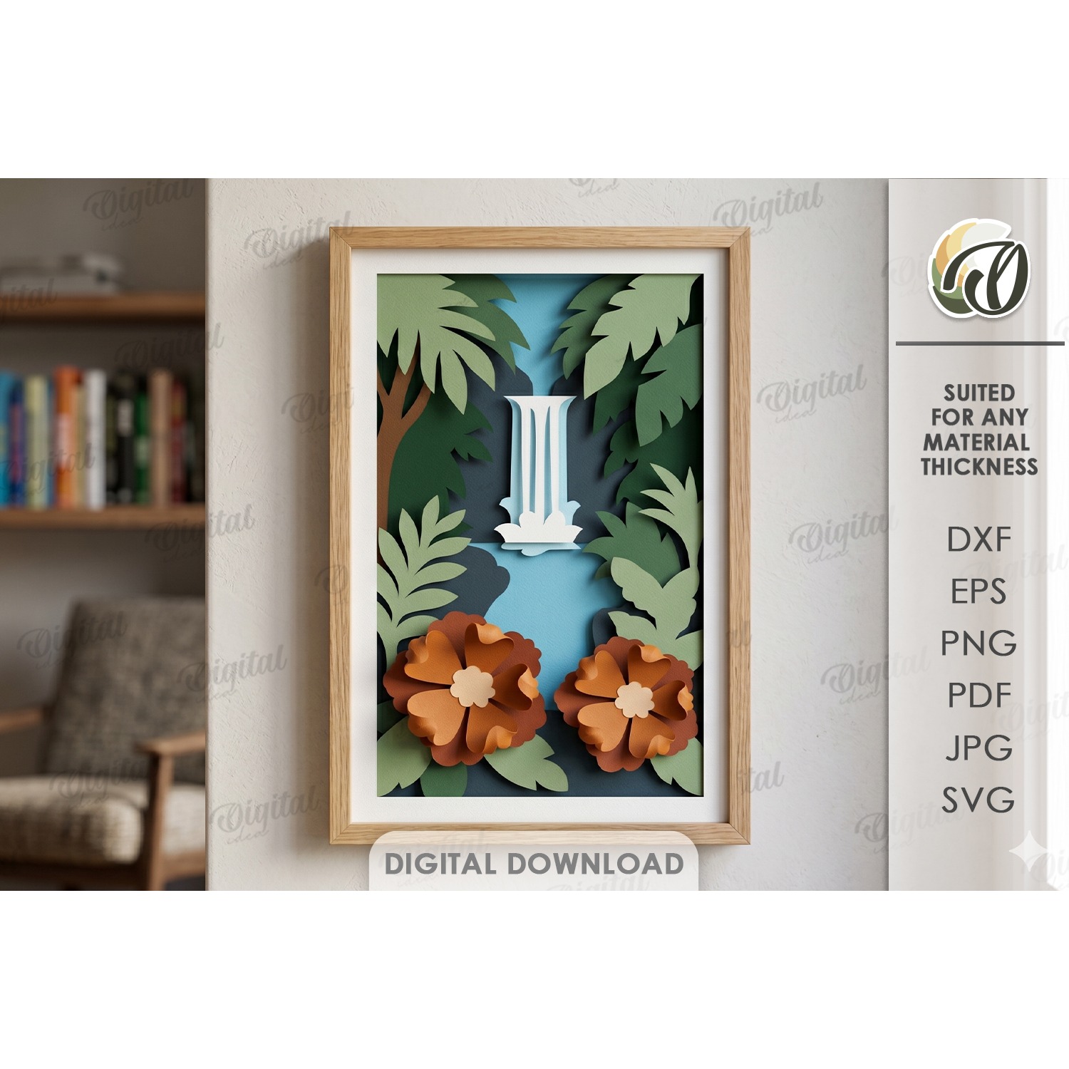 3D Paper Layered Artwork. Wall Decor Paper Craft SVG