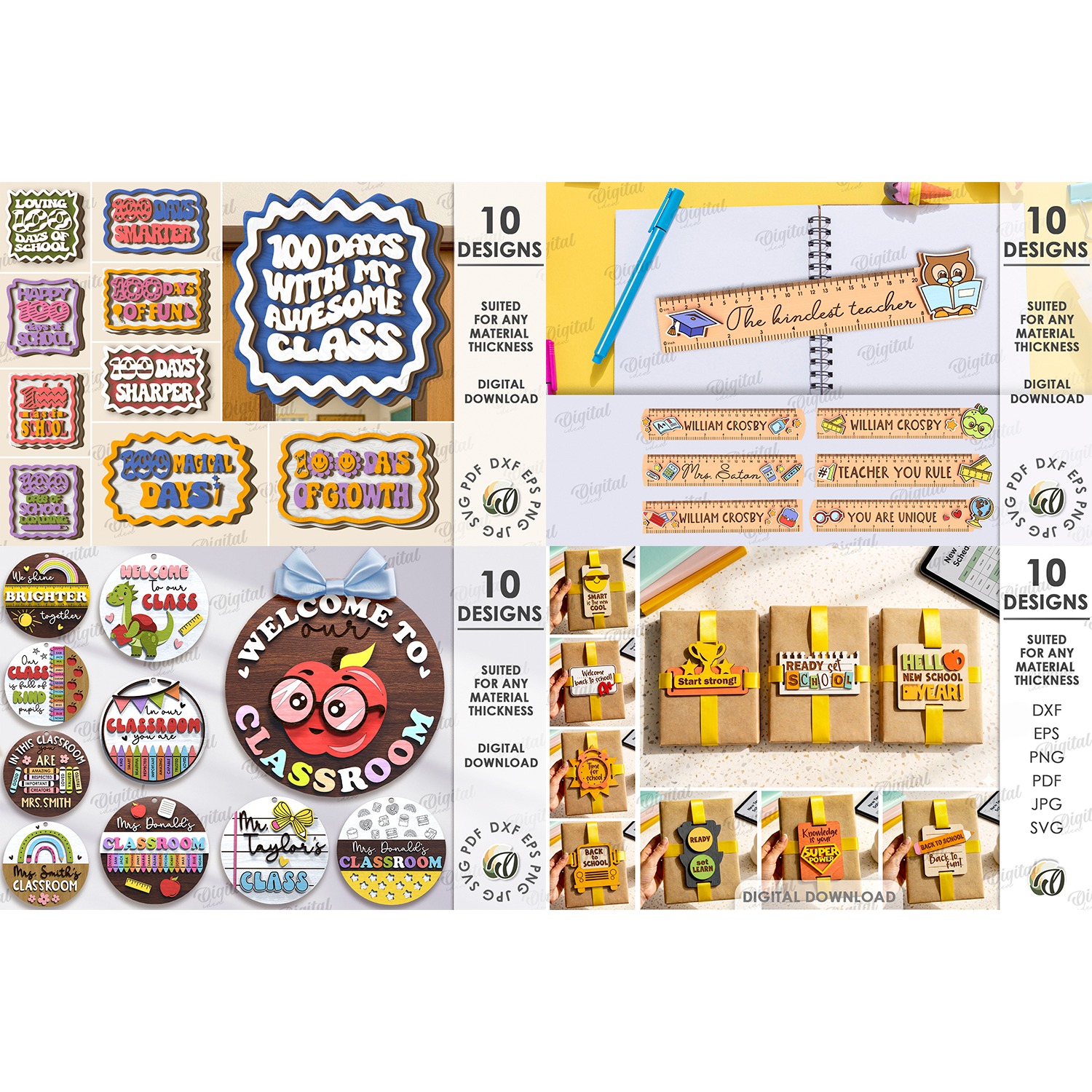 3D School Mega Bundle Laser Cut. Back to school SVG. Teacher 3
