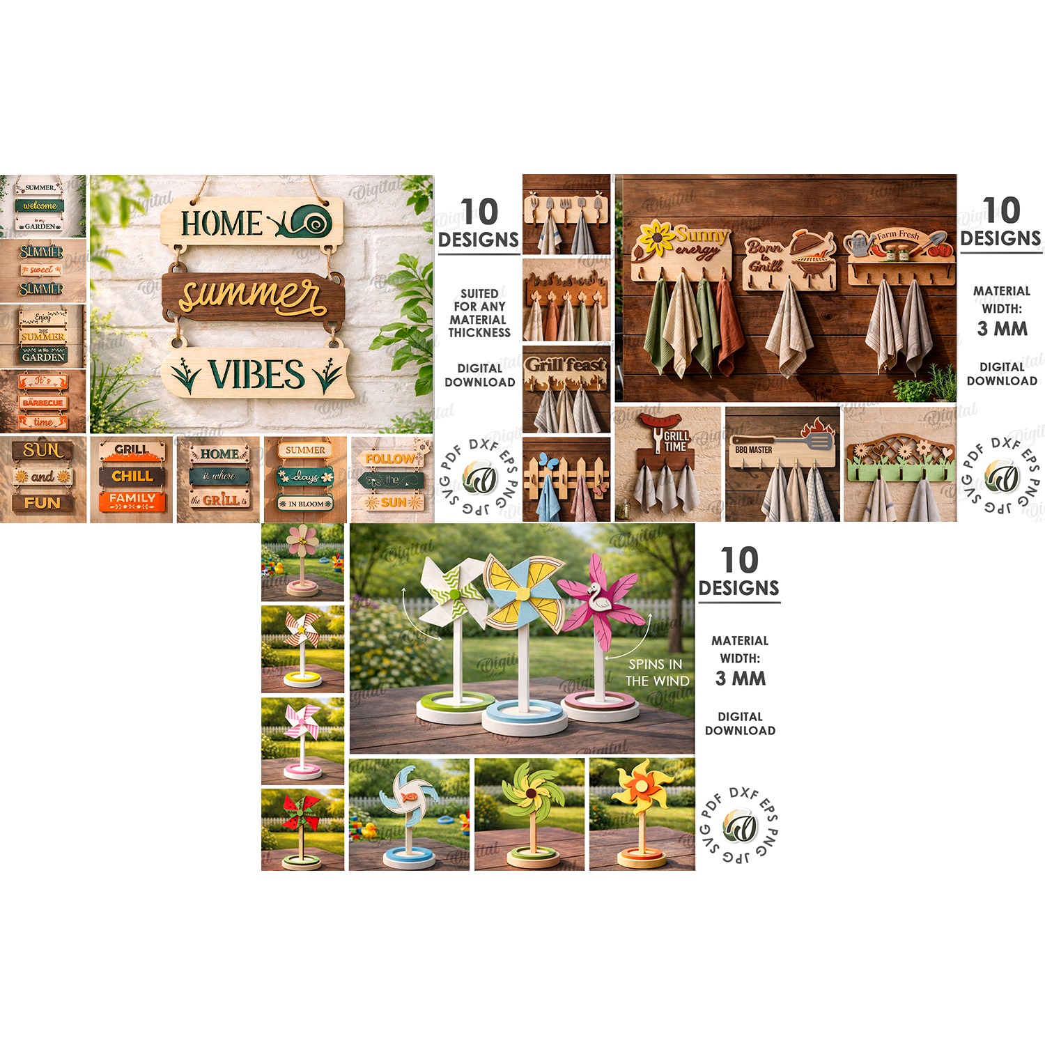 3D Summer Mega bundle laser cut. Sea home decor SVG. Beach 6