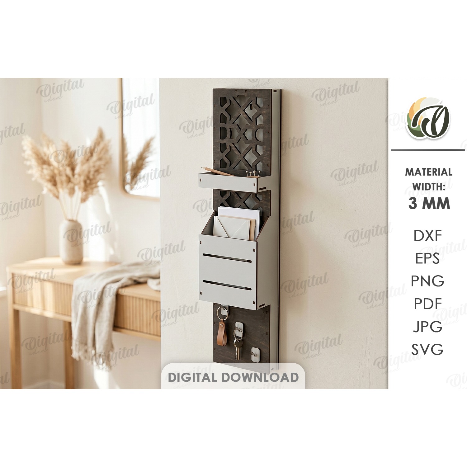 3D Wall Organizer Laser Cut. Home Organizer SVG (2)