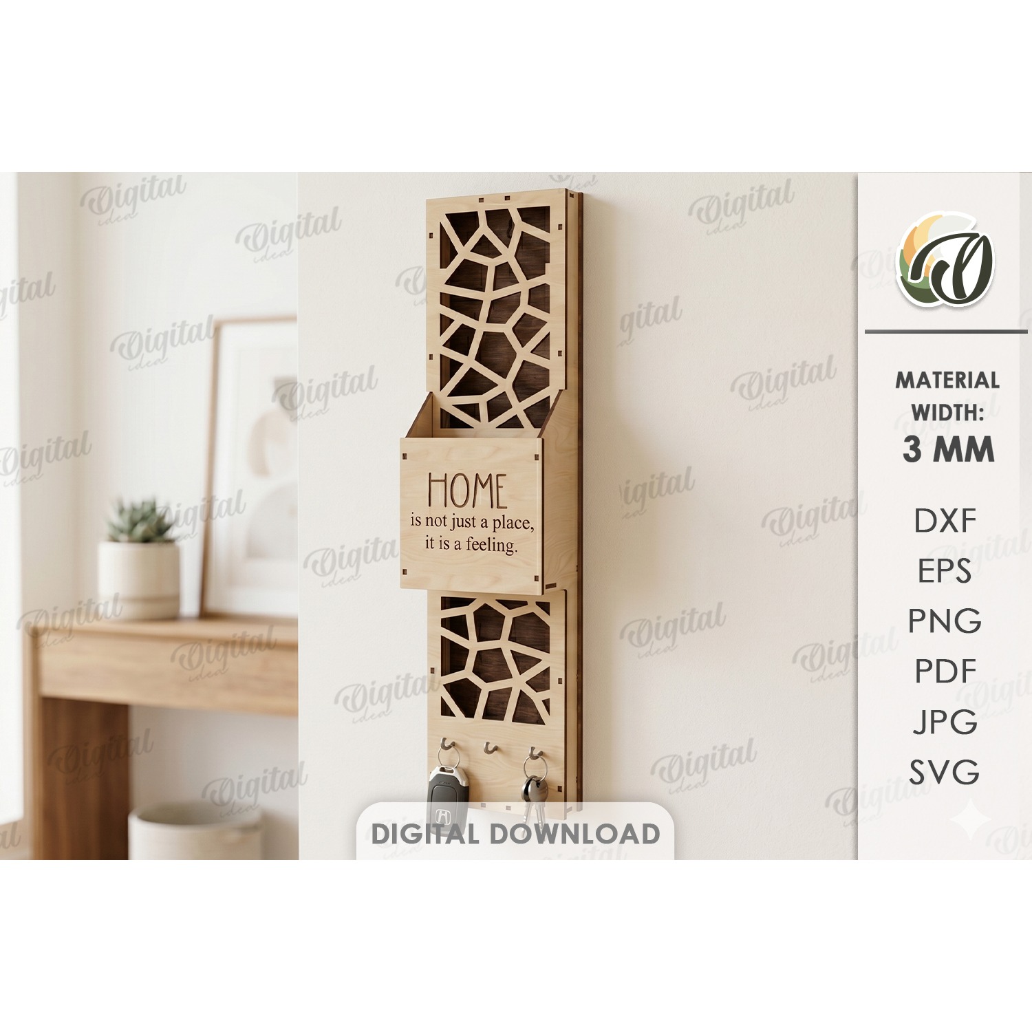 3D Wall Organizer Laser Cut. Home Organizer SVG (3)