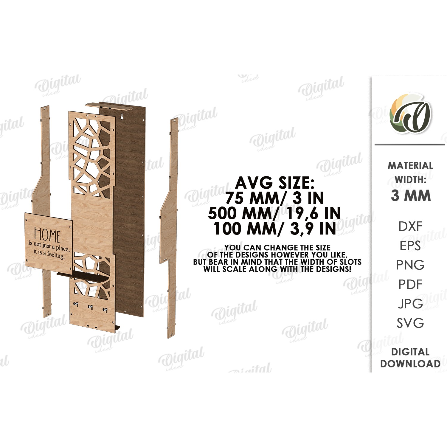 3D Wall Organizer Laser Cut. Home Organizer SVG (3) 2