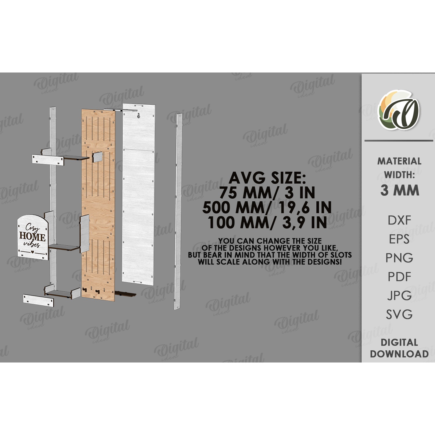 3D Wall Organizer Laser Cut. Home Organizer SVG (4) 2