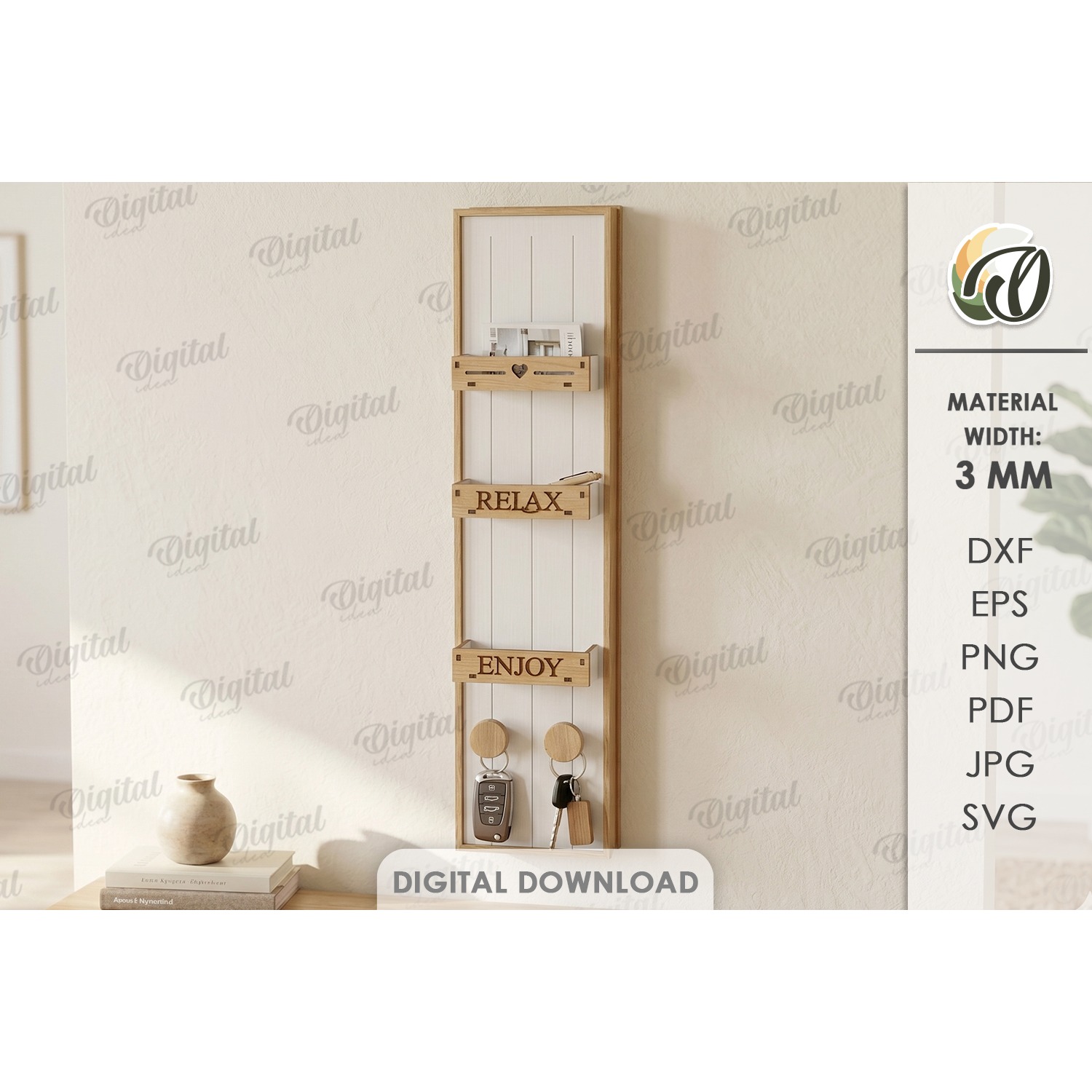 3D Wall Organizer Laser Cut. Home Organizer SVG (5)