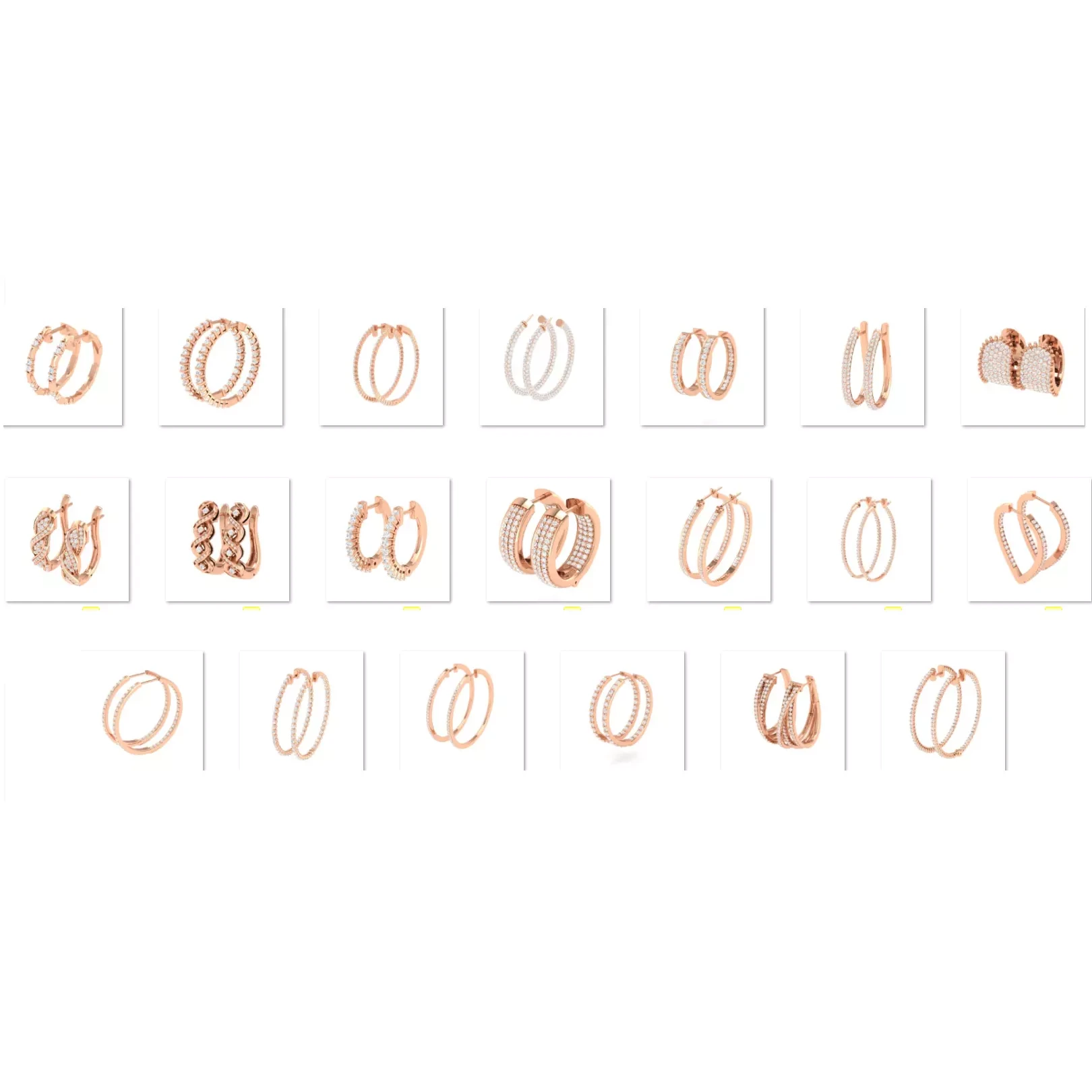 41 Hoops and Drops Earrings 3dm stl render 3D Model Pack