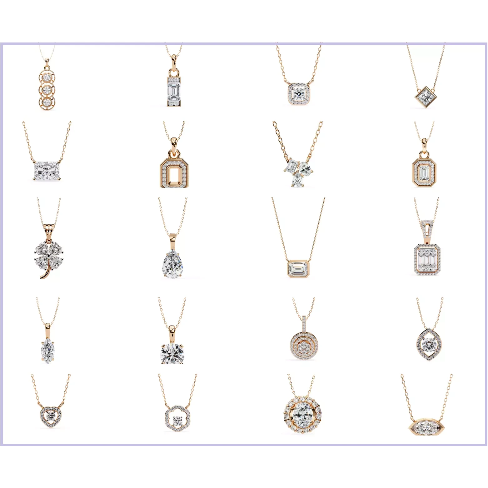 48 Solitaire Diamond Pendant 360 Animation Renders 3dm stl 3D Model Pack
