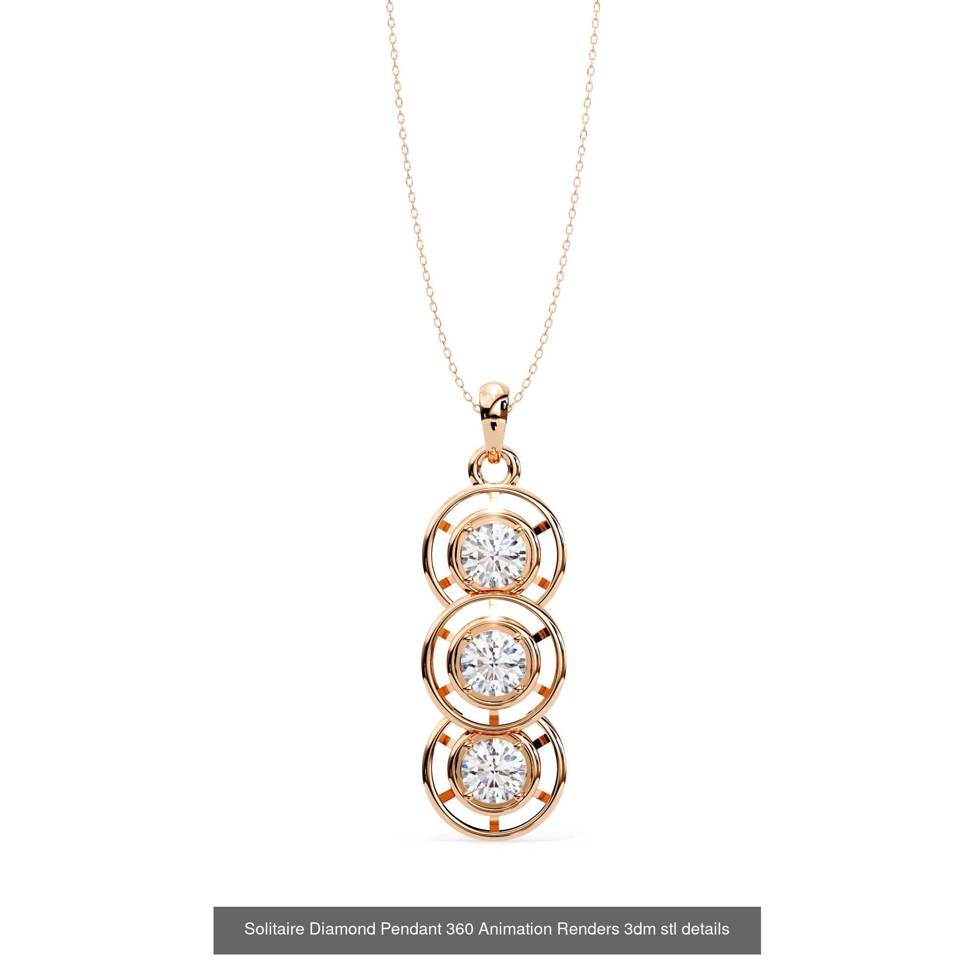 48 Solitaire Diamond Pendant 360 Animation Renders 3dm stl 3D Model Pack 5