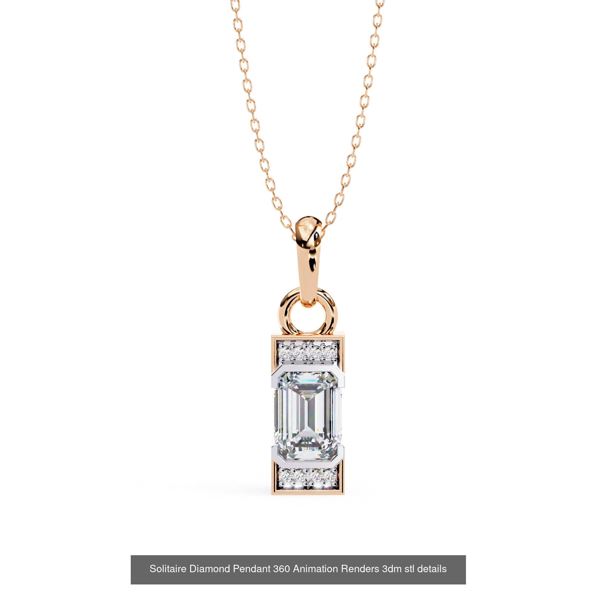 48 Solitaire Diamond Pendant 360 Animation Renders 3dm stl 3D Model Pack 6