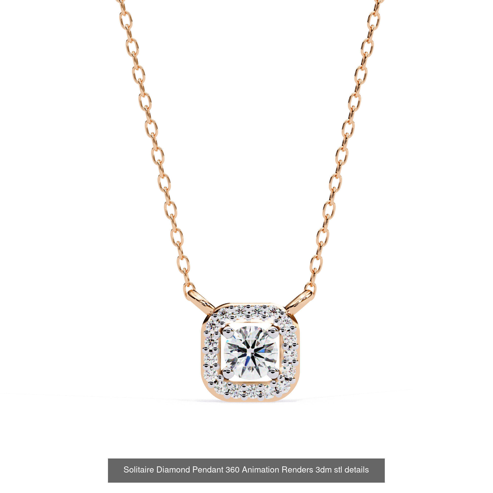 48 Solitaire Diamond Pendant 360 Animation Renders 3dm stl 3D Model Pack 7