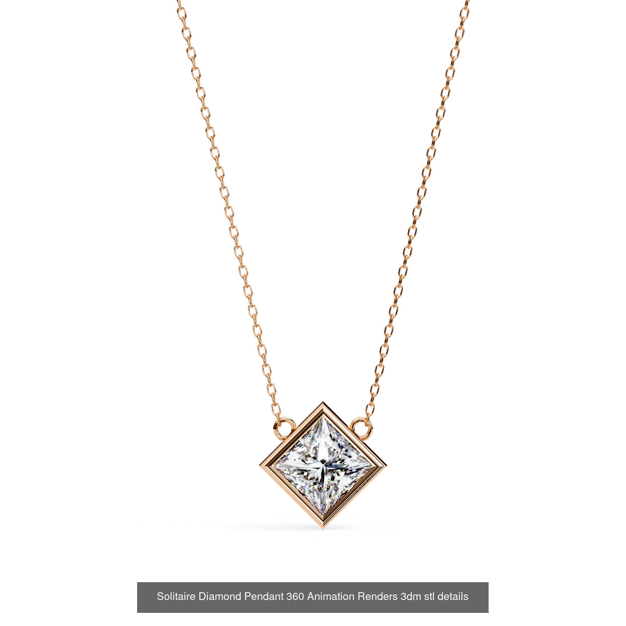 48 Solitaire Diamond Pendant 360 Animation Renders 3dm stl 3D Model Pack 8