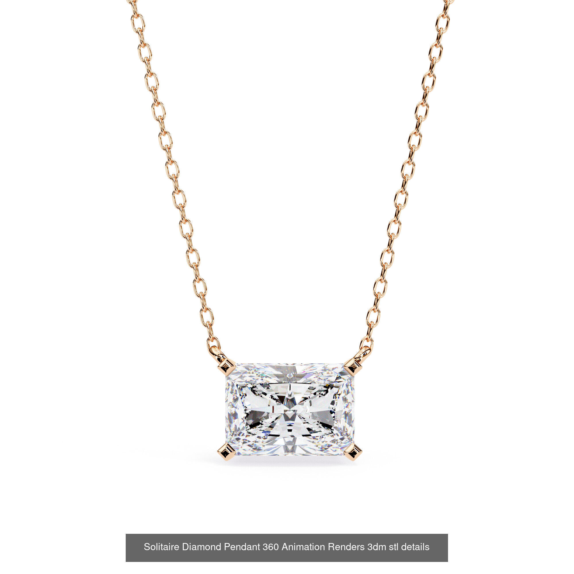 48 Solitaire Diamond Pendant 360 Animation Renders 3dm stl 3D Model Pack 9