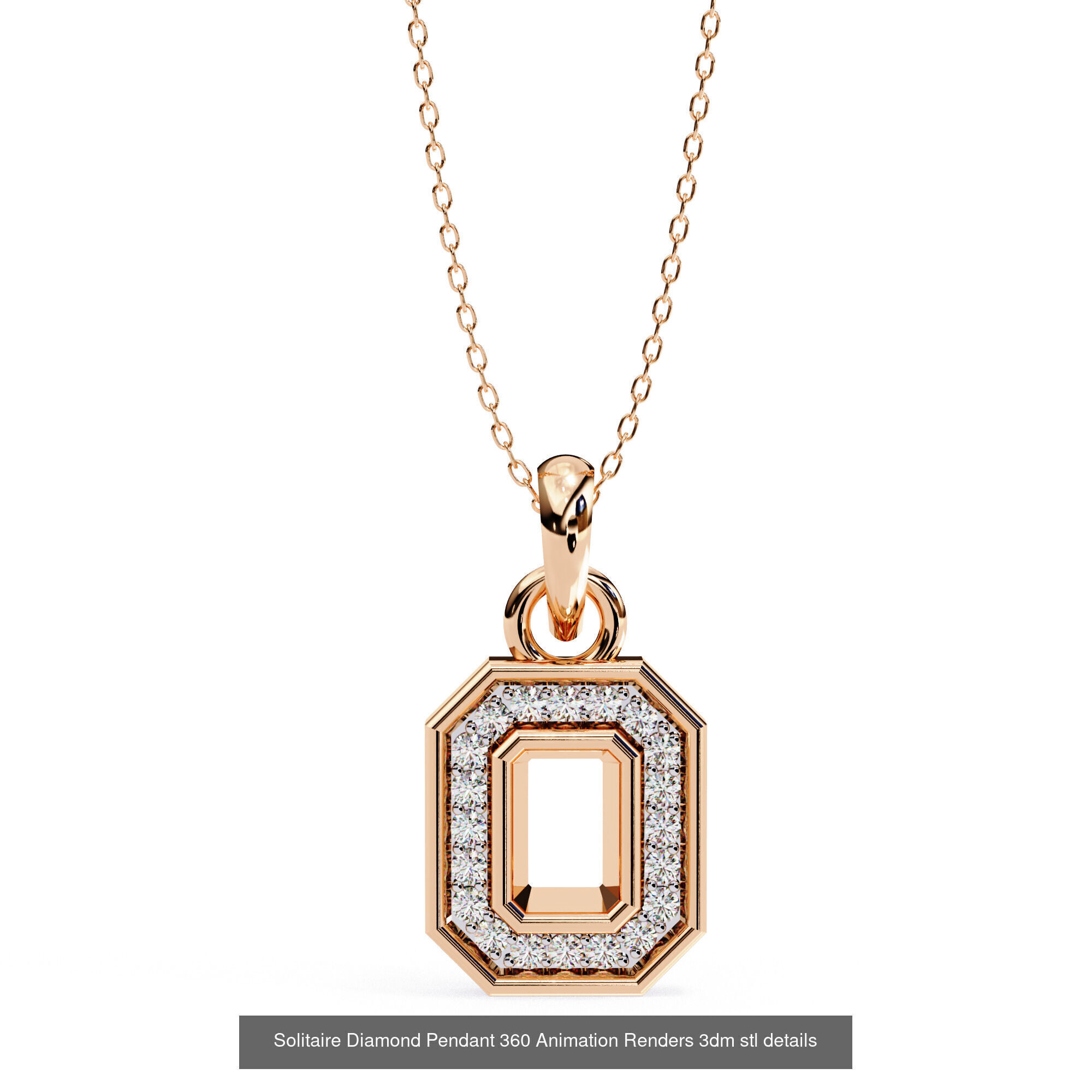48 Solitaire Diamond Pendant 360 Animation Renders 3dm stl 3D Model Pack 10
