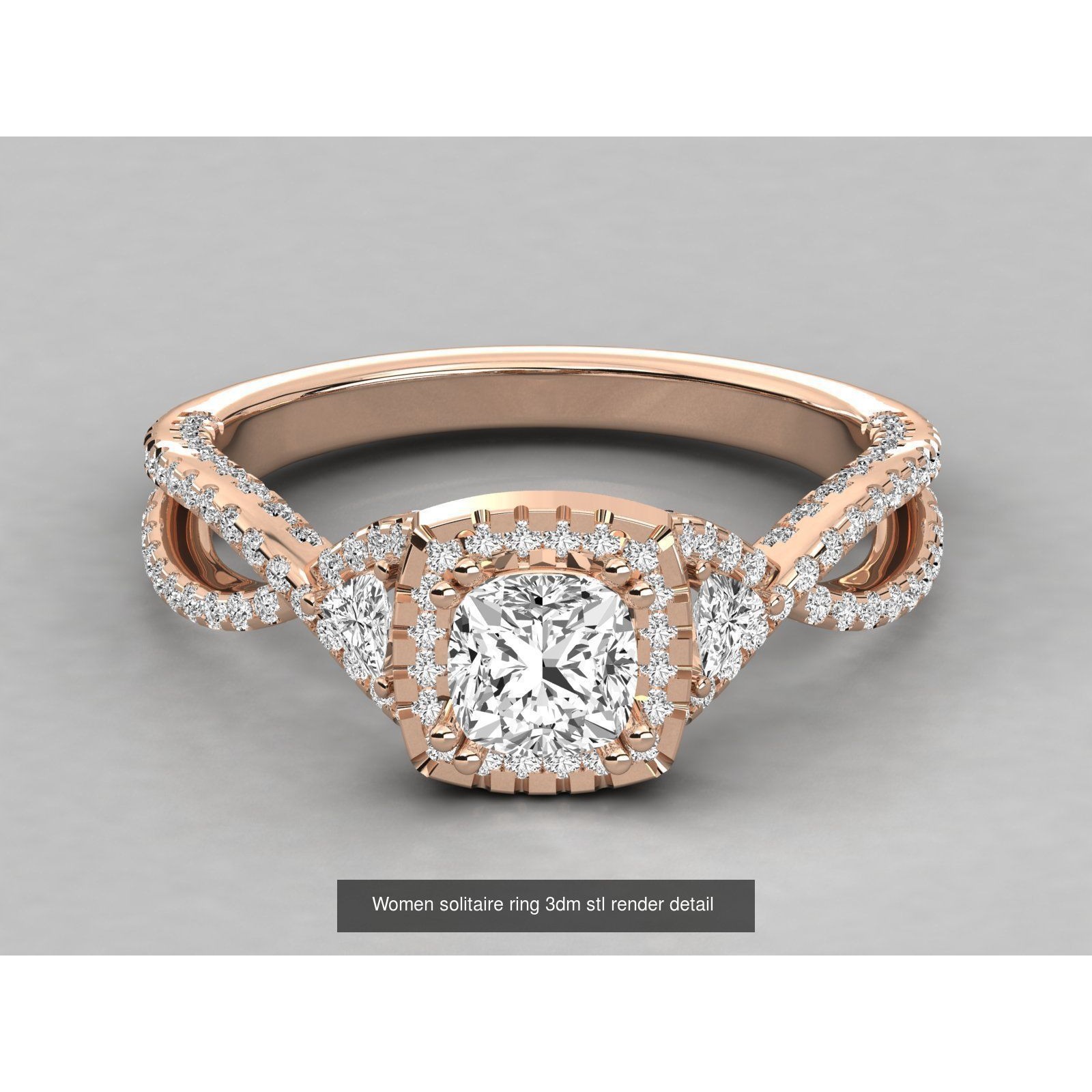 49 Halo solitaire wedding engagement women ring 3D Model Pack 6