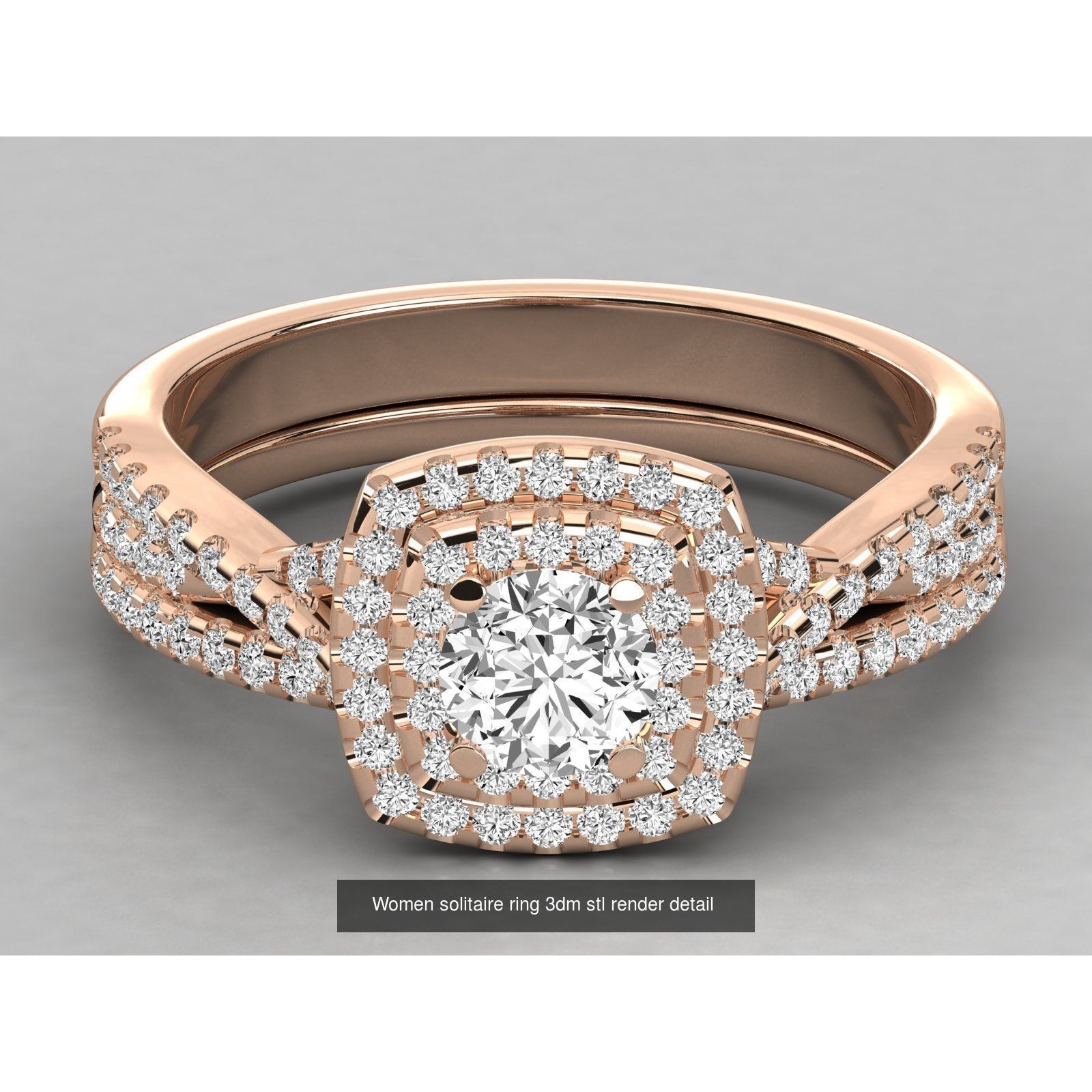 49 Halo solitaire wedding engagement women ring 3D Model Pack 8