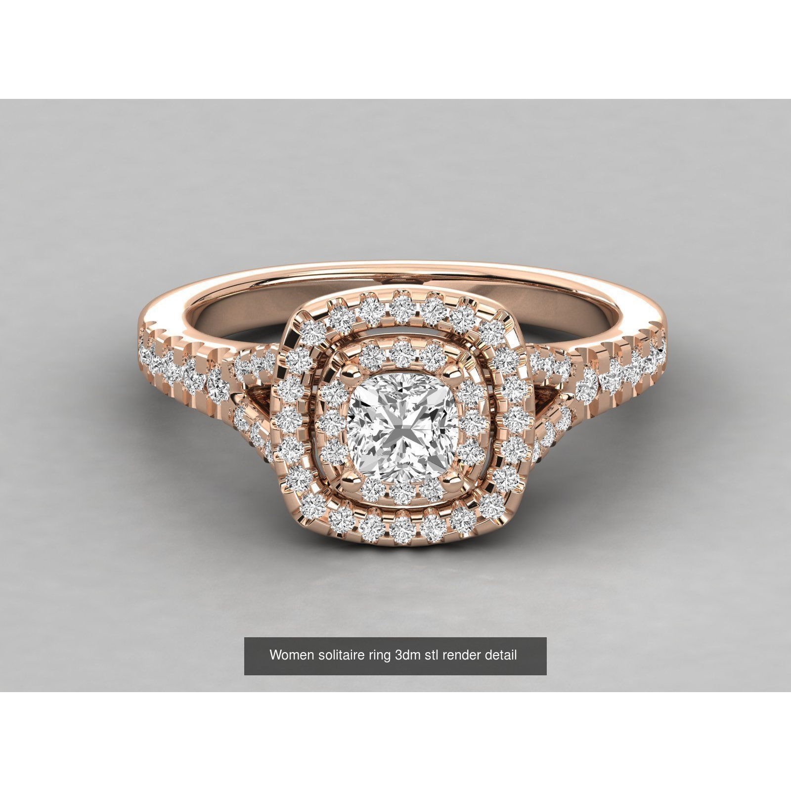 49 Halo solitaire wedding engagement women ring 3D Model Pack 9