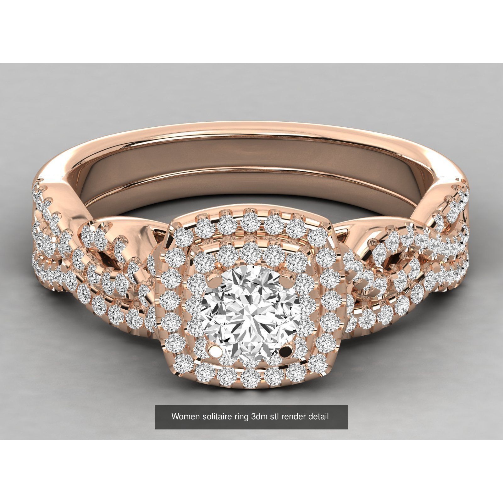 49 Halo solitaire wedding engagement women ring 3D Model Pack 10
