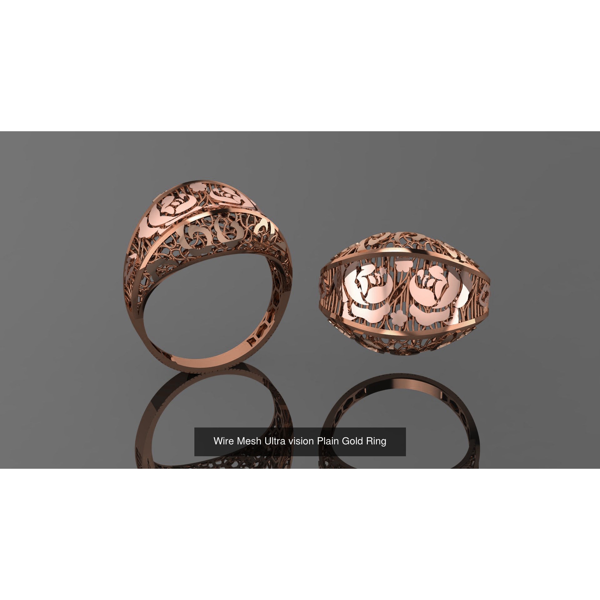 49 Wire Mesh Ultra vision Plain Gold Ring 3D Model Pack 5