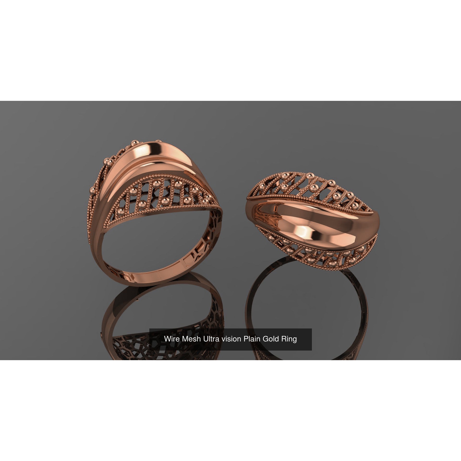 49 Wire Mesh Ultra vision Plain Gold Ring 3D Model Pack 6