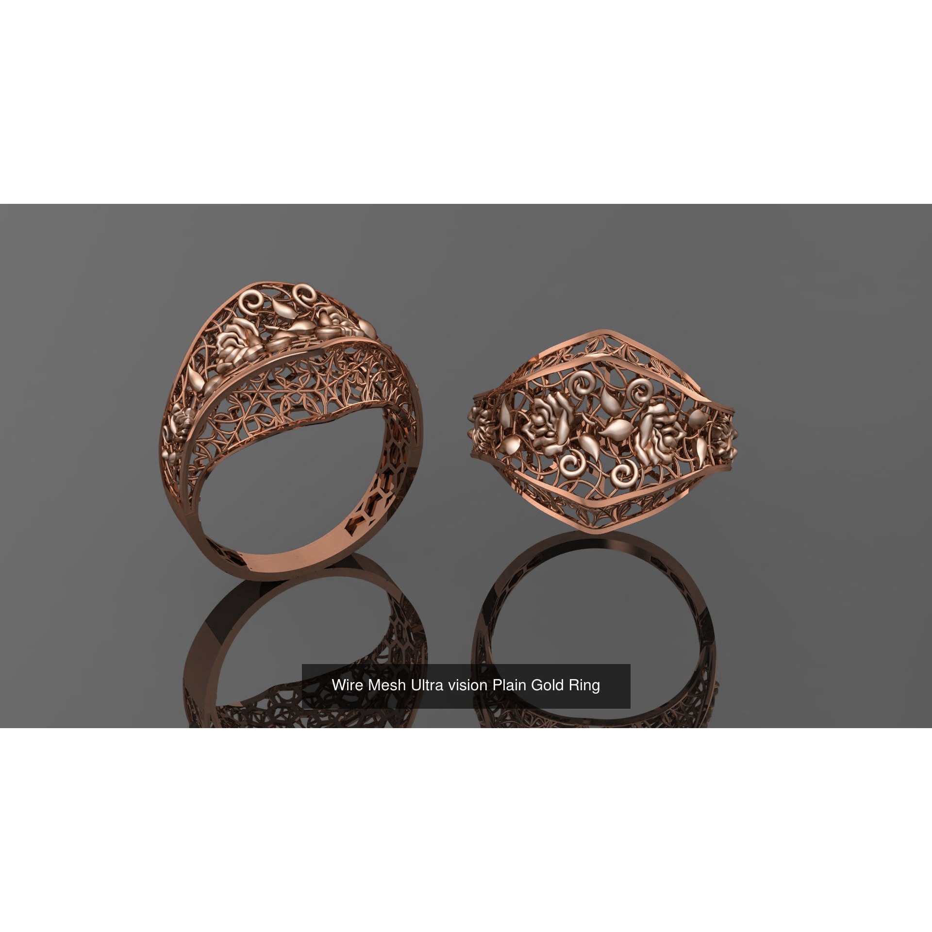 49 Wire Mesh Ultra vision Plain Gold Ring 3D Model Pack 10