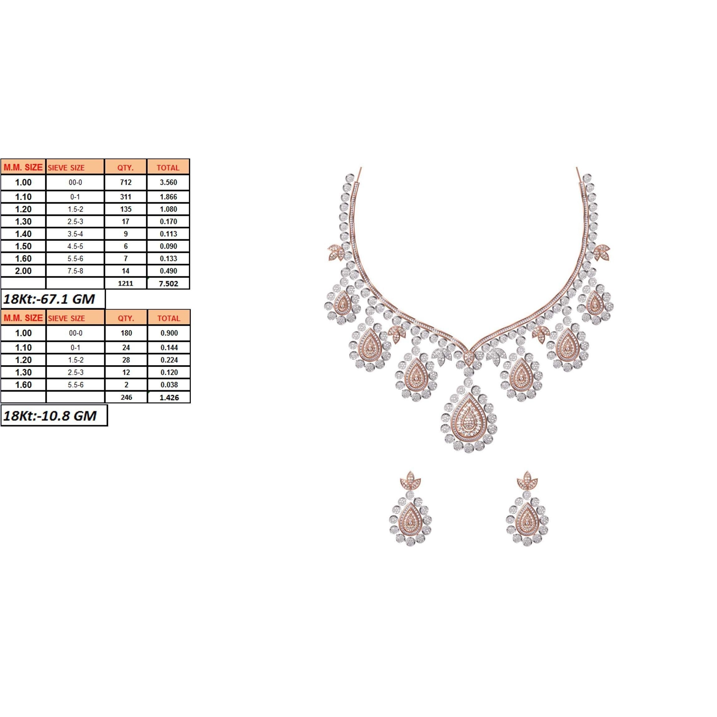 50 Women necklace-earrings set jcd render detail 3D print model 4