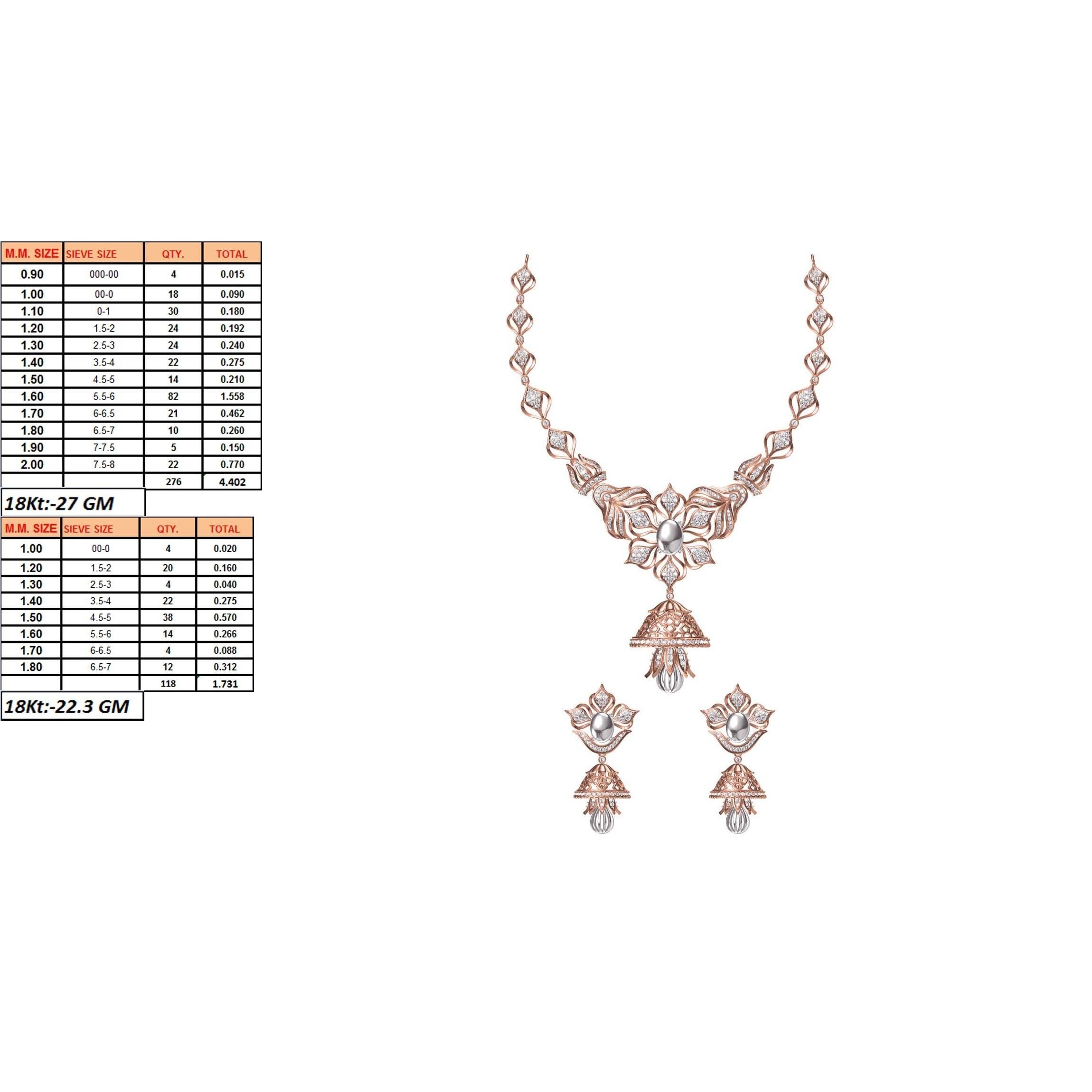 50 Women necklace-earrings set jcd render detail 3D print model 6