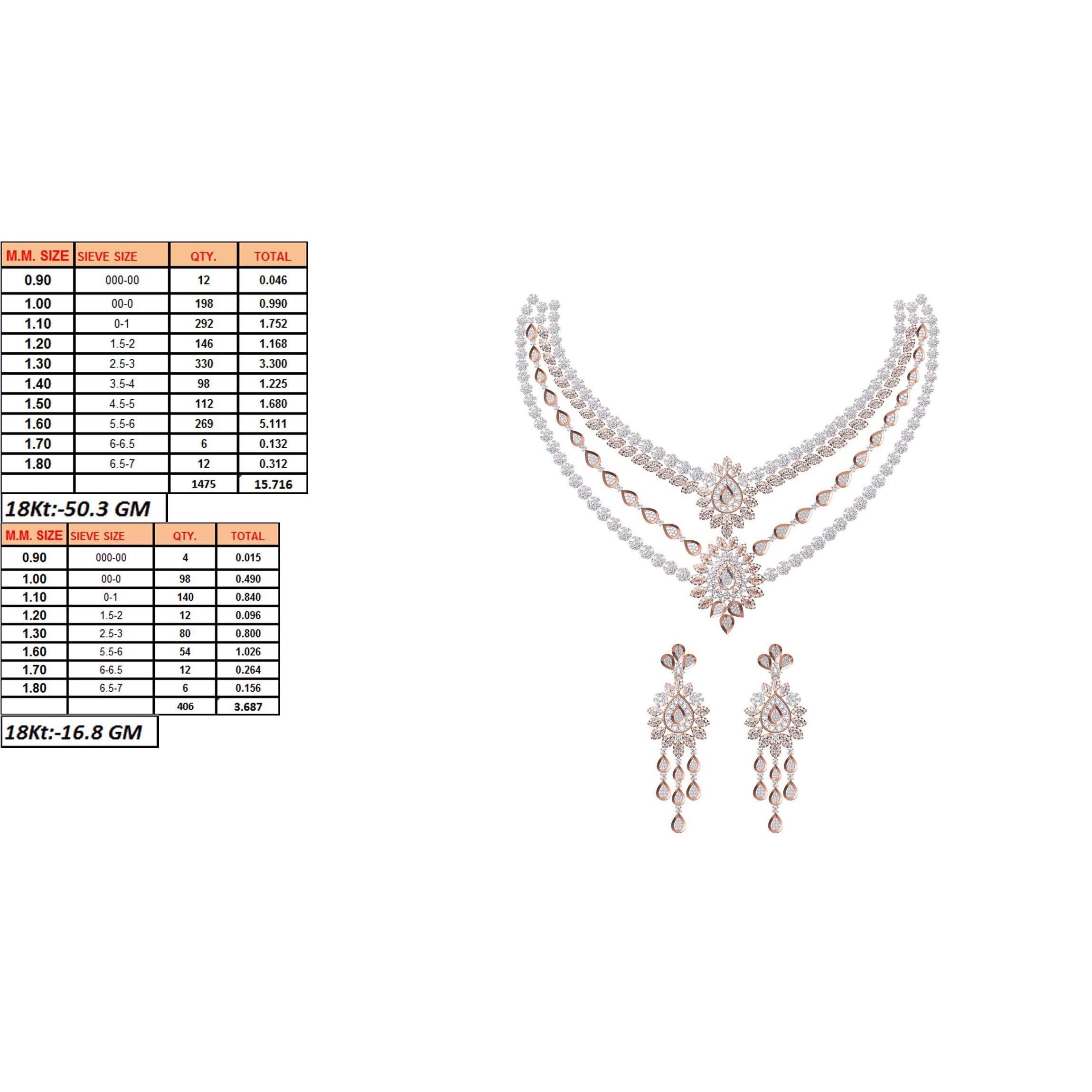 50 Women necklace-earrings set jcd render detail 3D print model 9