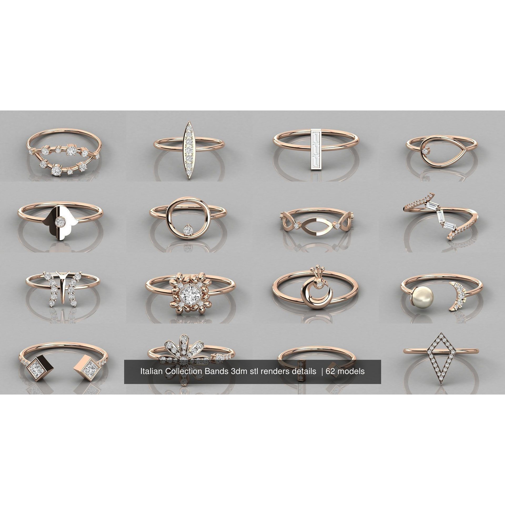 62 Italian Collection Bands 3dm stl renders details 3D Model Pack 3