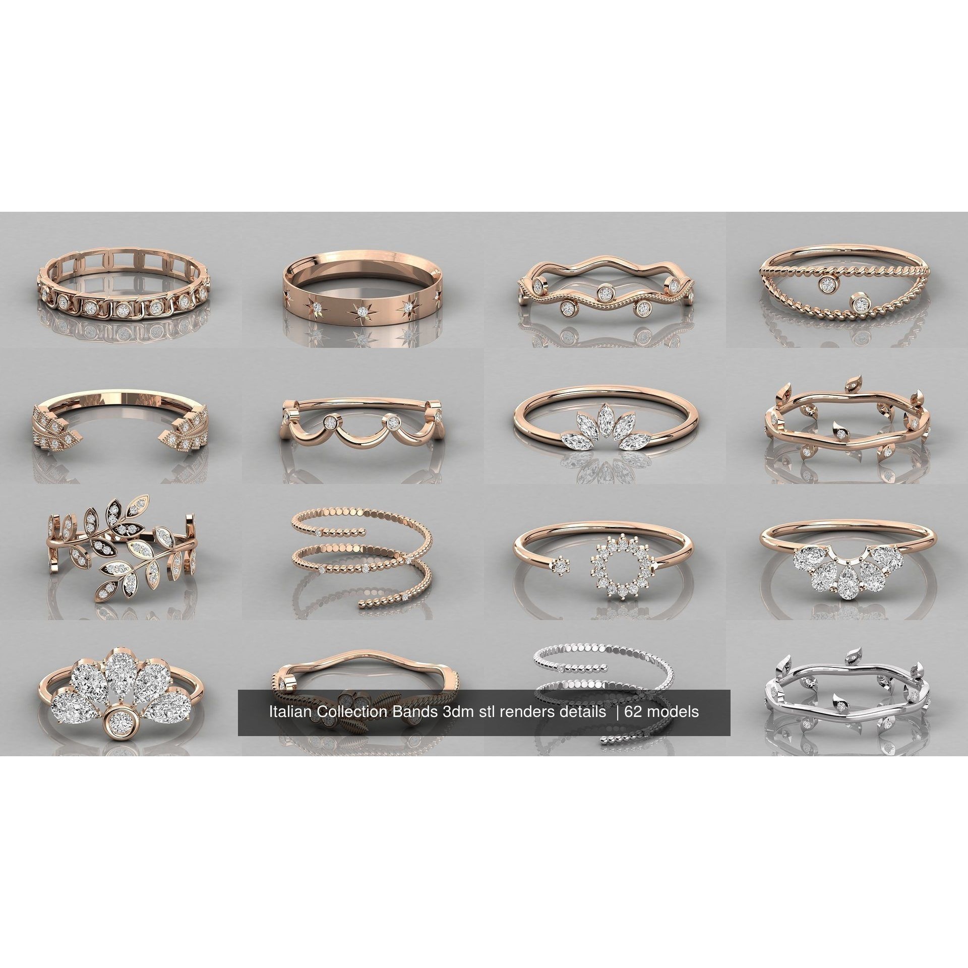 62 Italian Collection Bands 3dm stl renders details 3D Model Pack 5