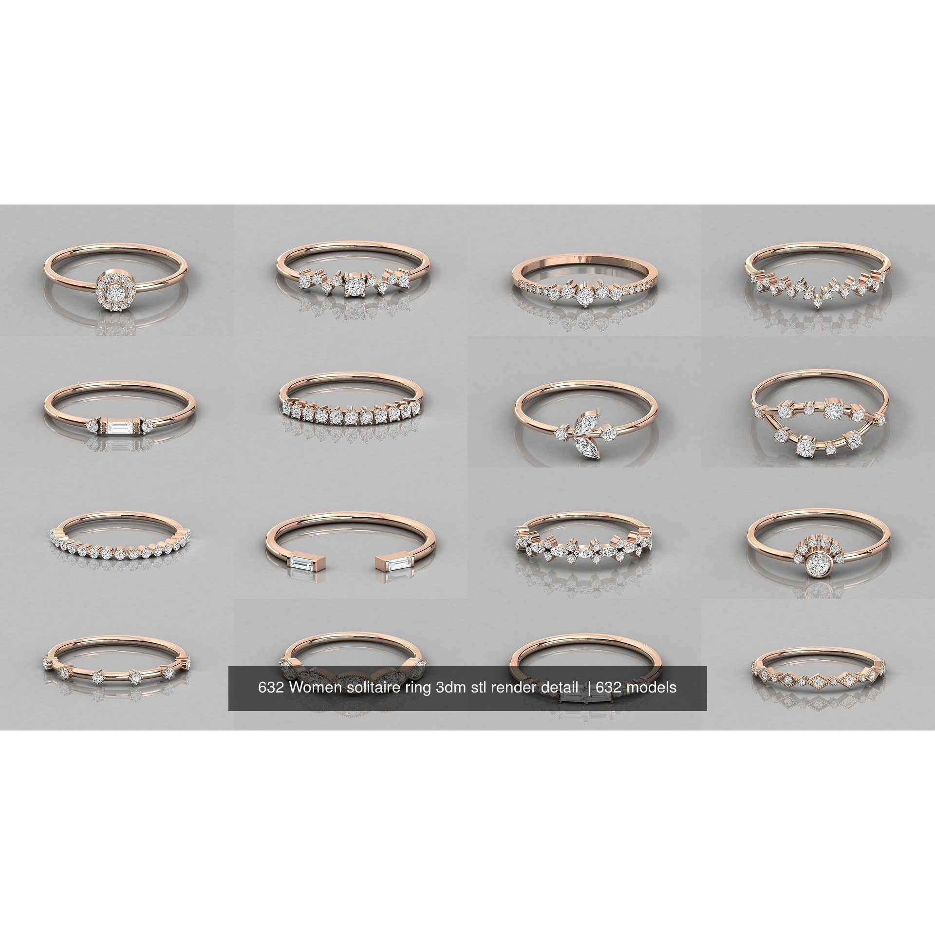 632 Women solitaire ring 3dm stl 9 render detail 3D Model Pack 2