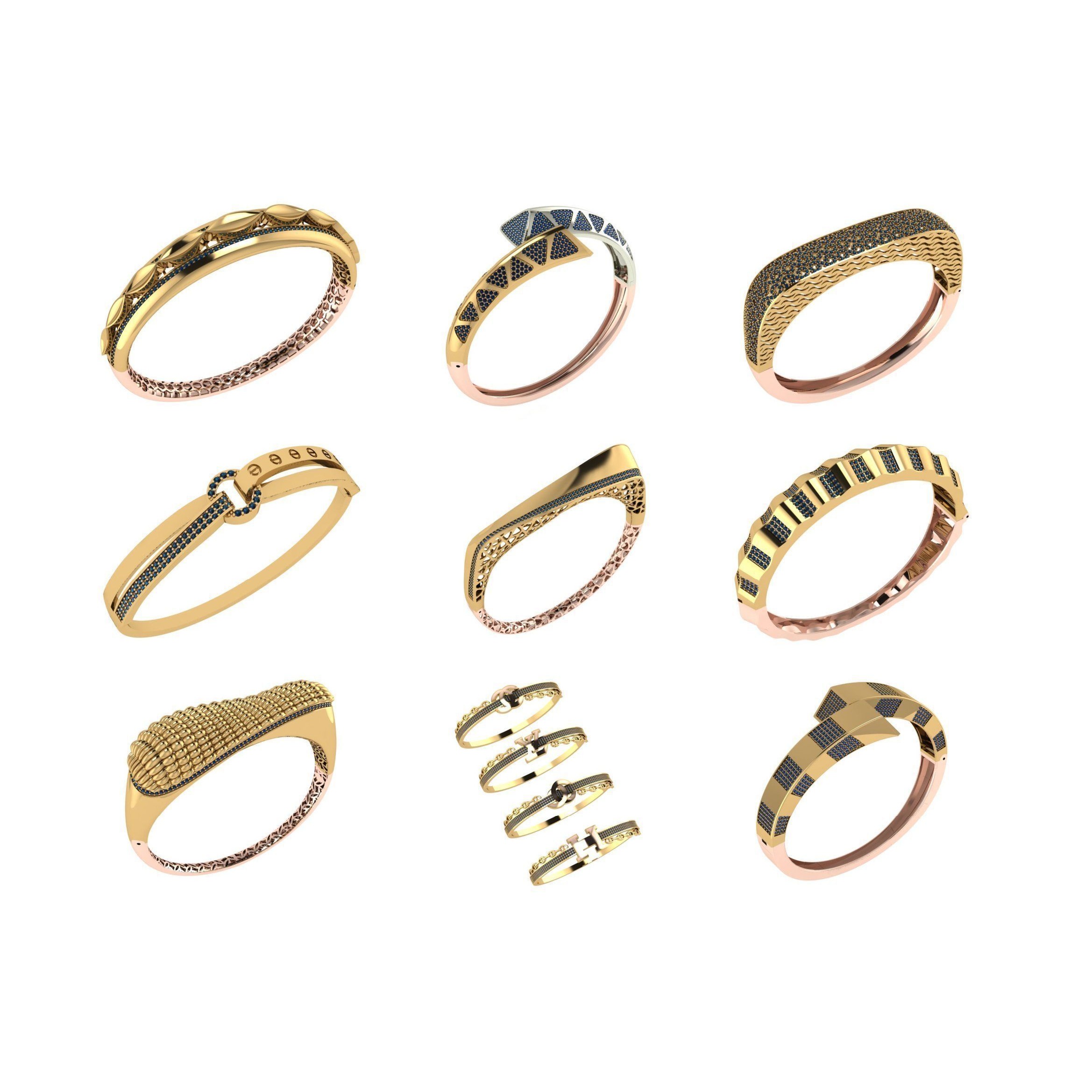 650 Women Bracelet Bangle bulk collection 3DM 3D print model 6