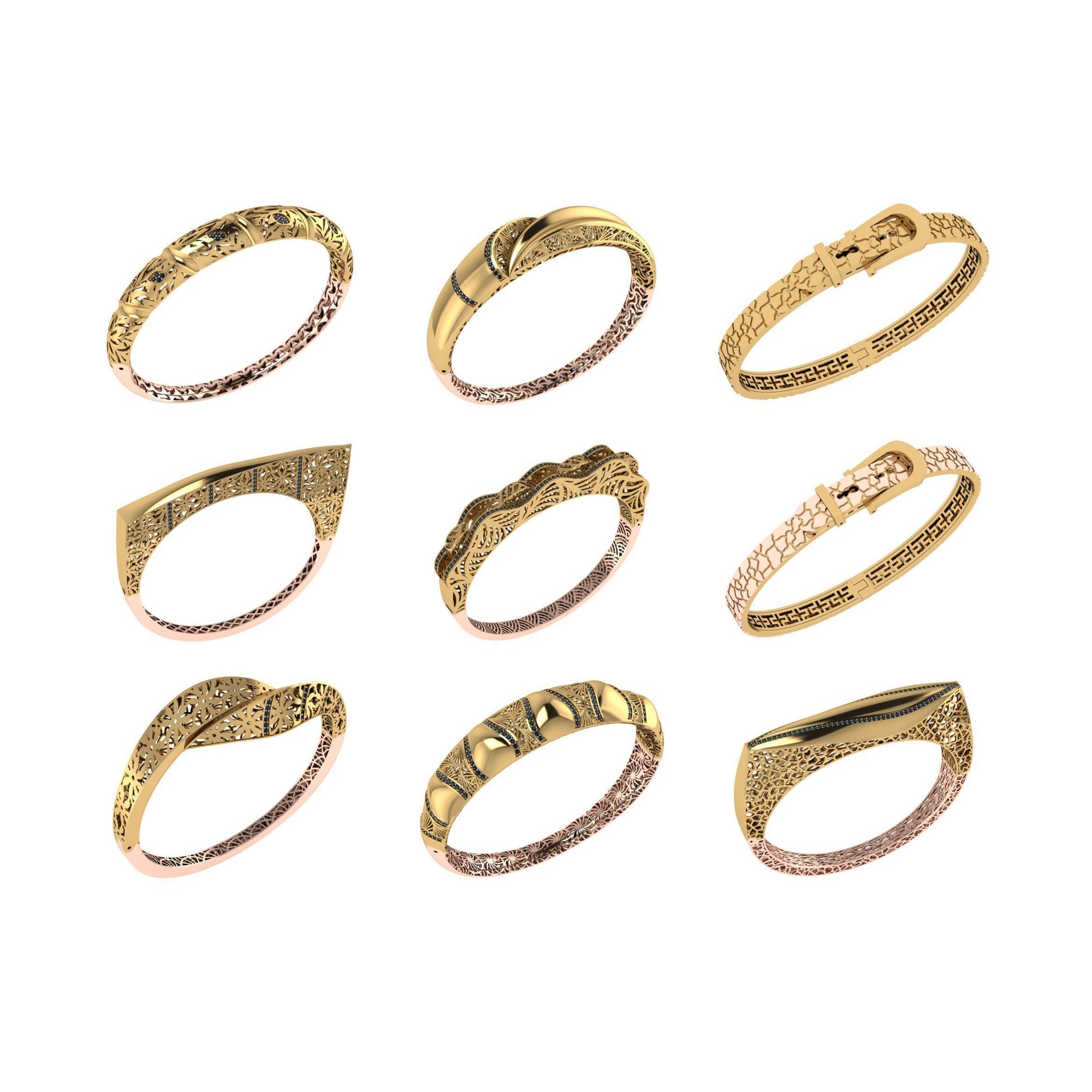 650 Women Bracelet Bangle bulk collection 3DM 3D print model 9