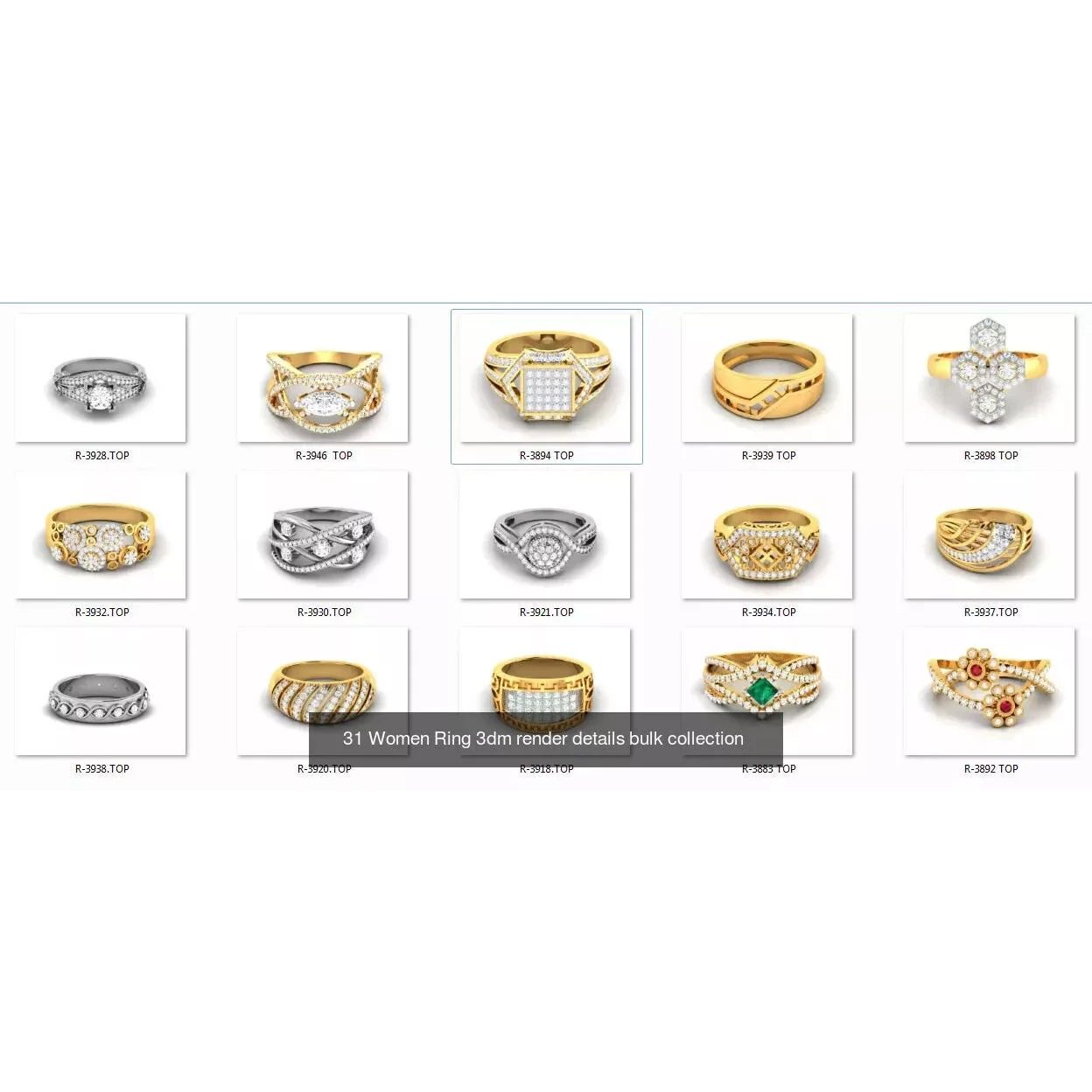 900 Cocktail High Jewelry Rings 3D Model Pack 4