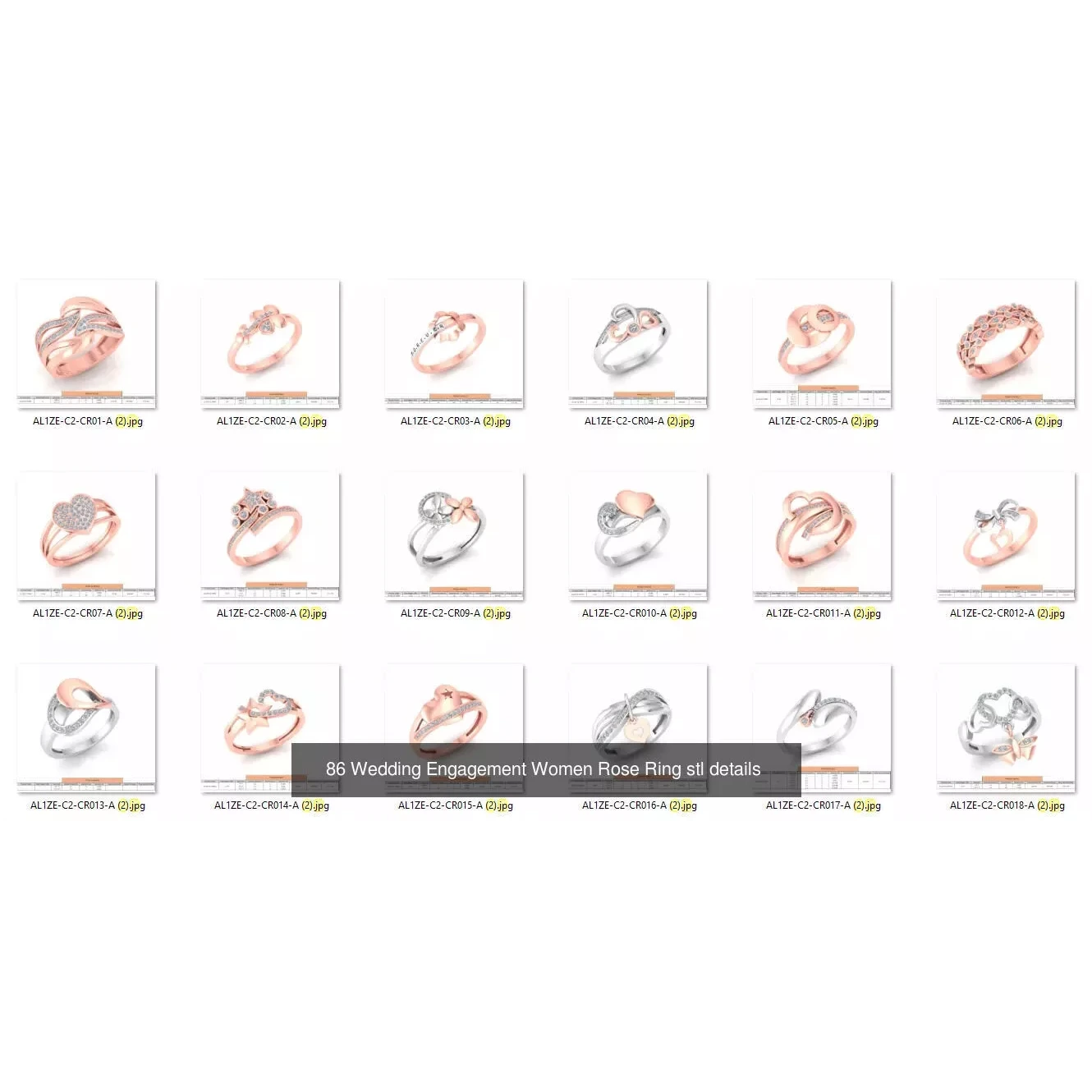 900 Cocktail High Jewelry Rings 3D Model Pack 5