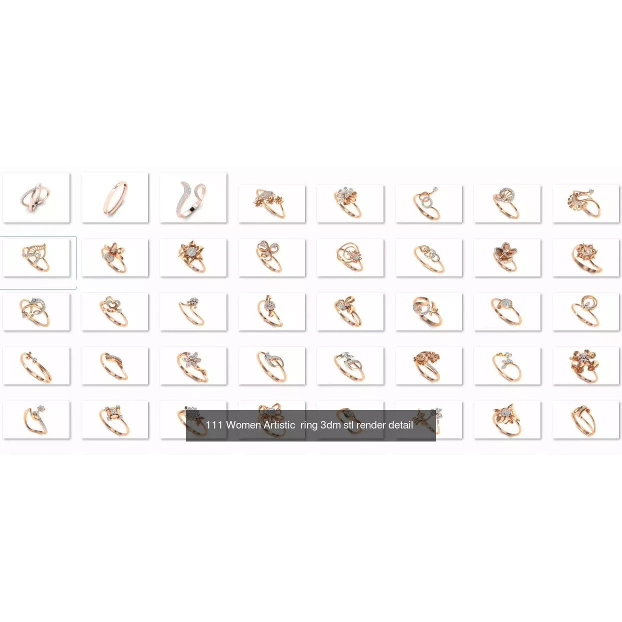 900 Cocktail High Jewelry Rings 3D Model Pack 8