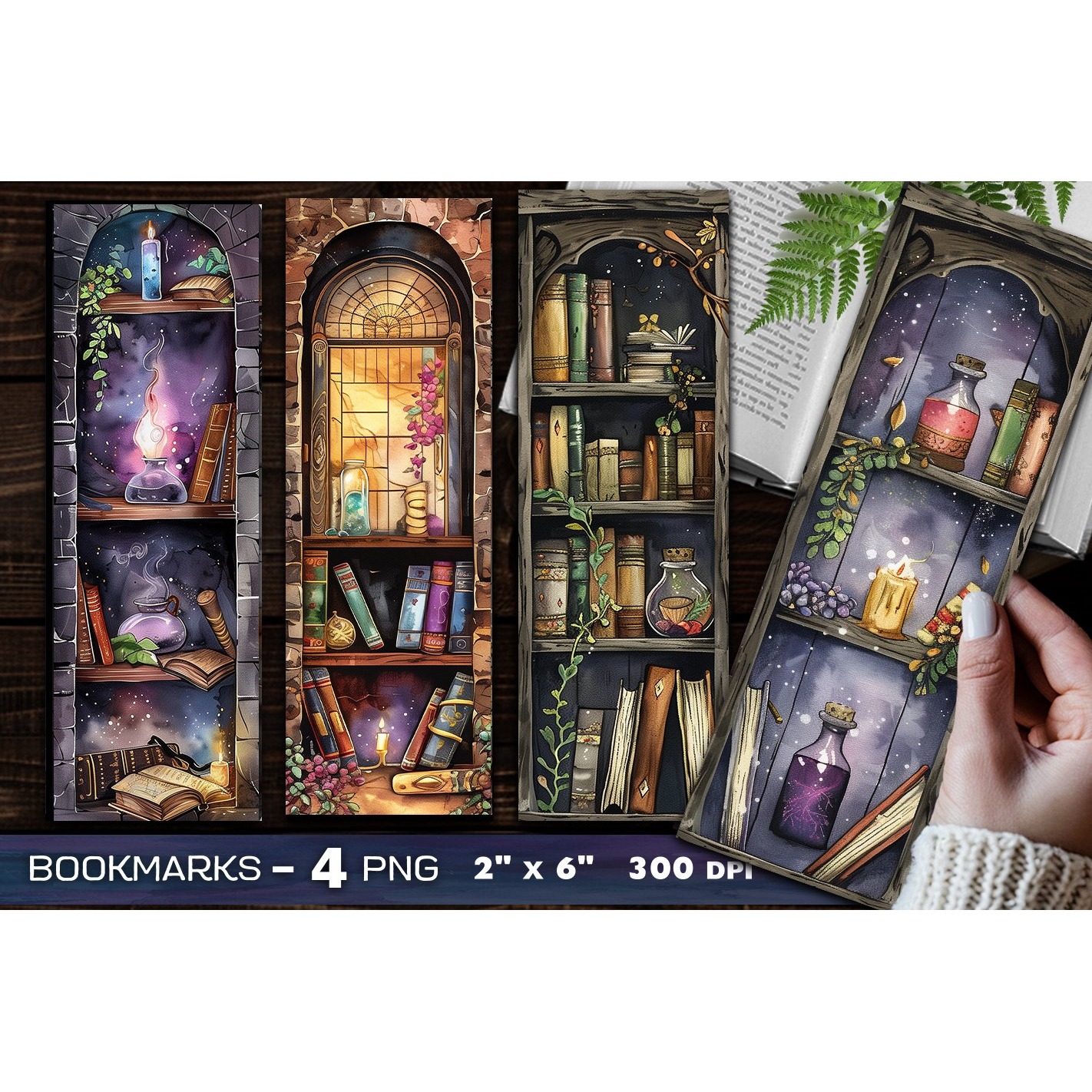 Abandoned library bookmark, Book shelves bookmark (4)